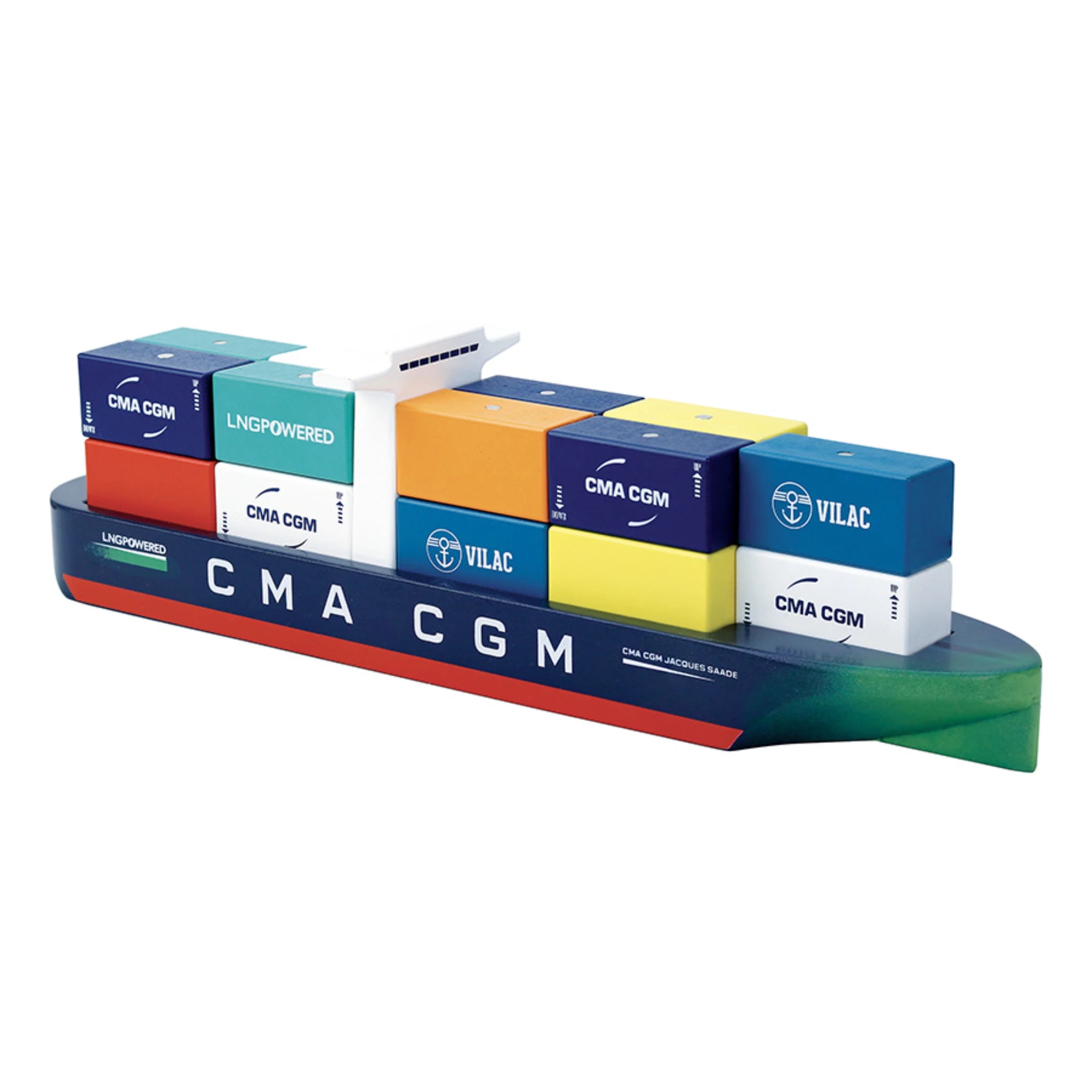 Vilac Containerschiff CMA CGM – Holzspielzeug ab 3 Jahren mit Containern