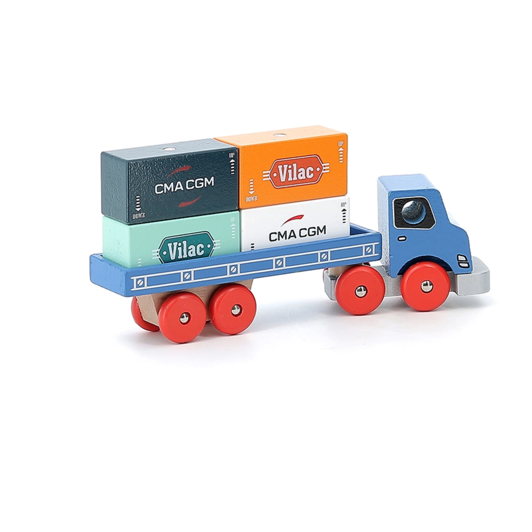 Vilac Container-LKW aus Holz – Spieltruck mit Containerblöcken ab 3 Jahren