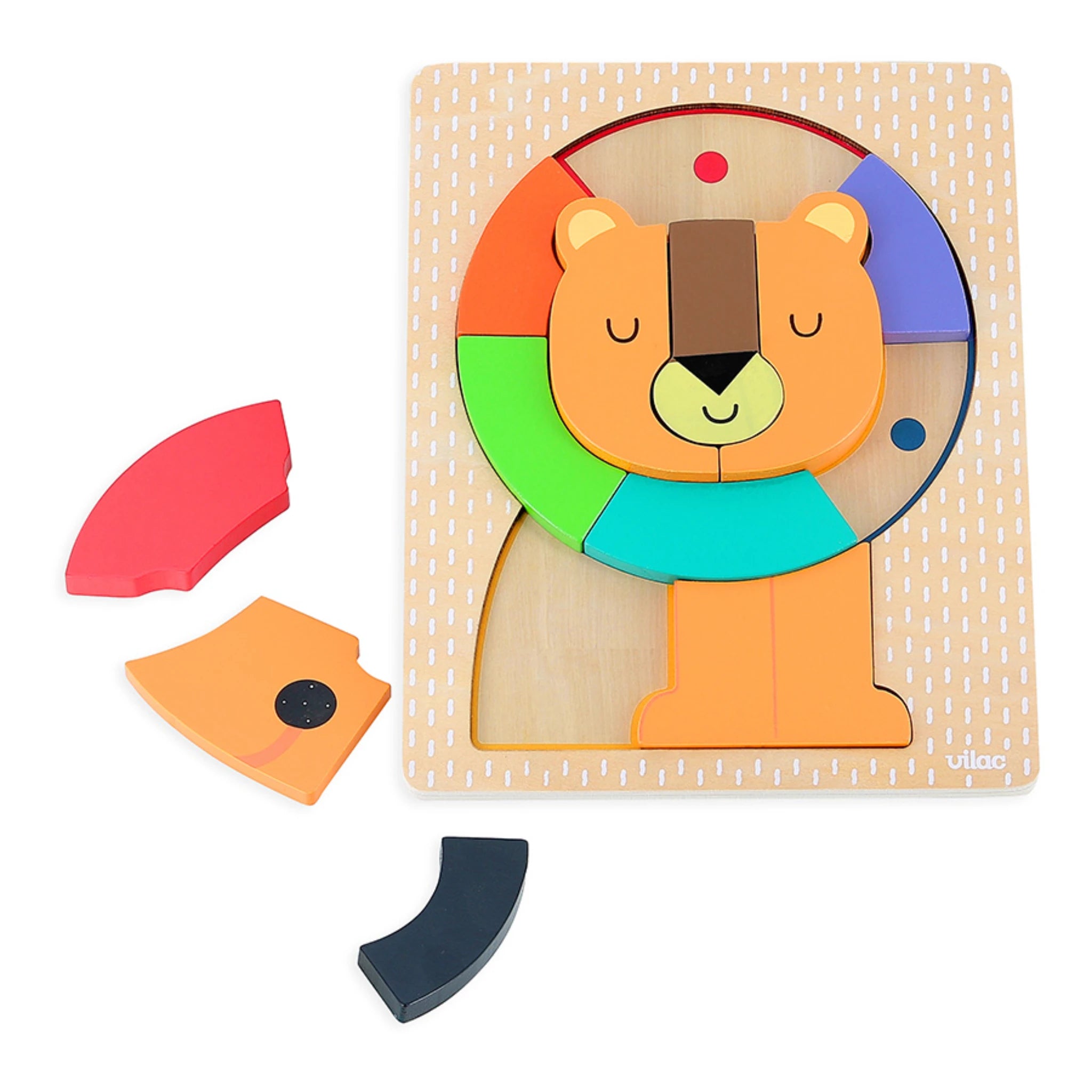 Vilac Holzpuzzle Löwe – Steckspiel ab 1 Jahr, bunt & nachhaltig