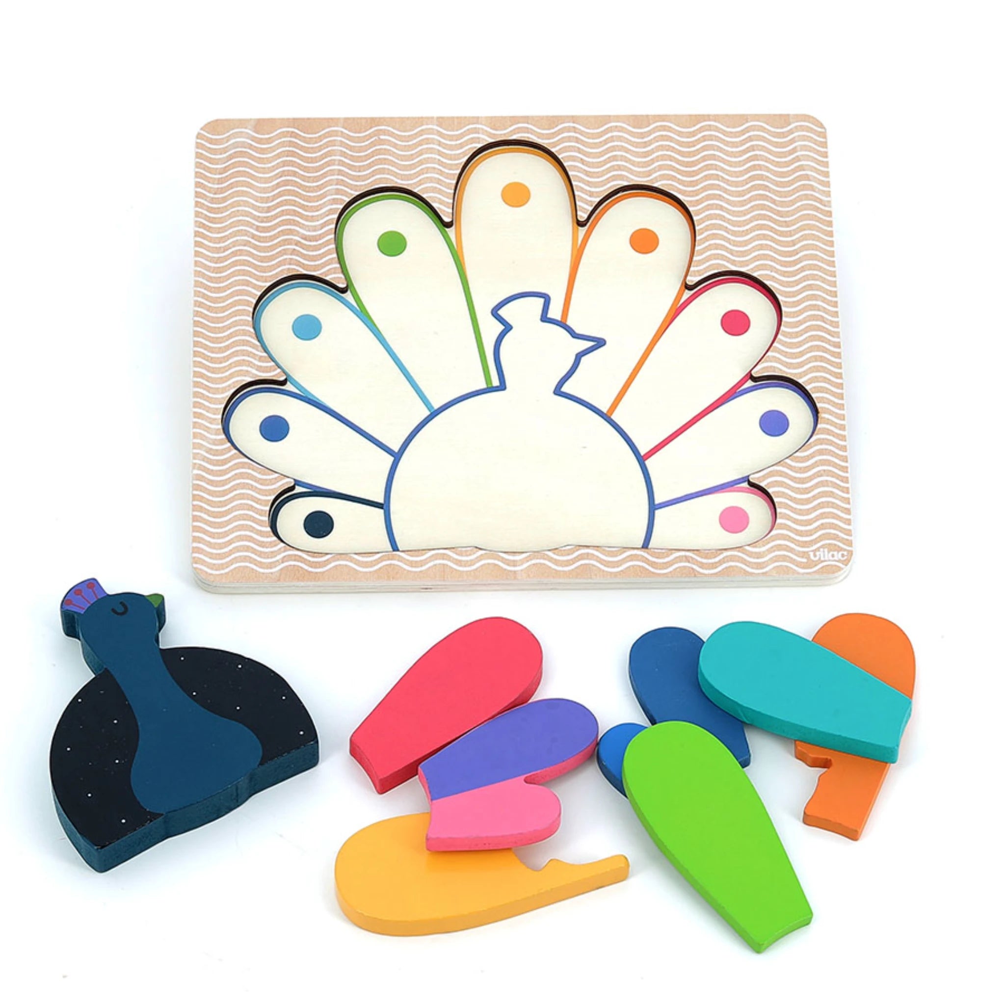 Vilac Holz-Einsteckpuzzle - Pfau