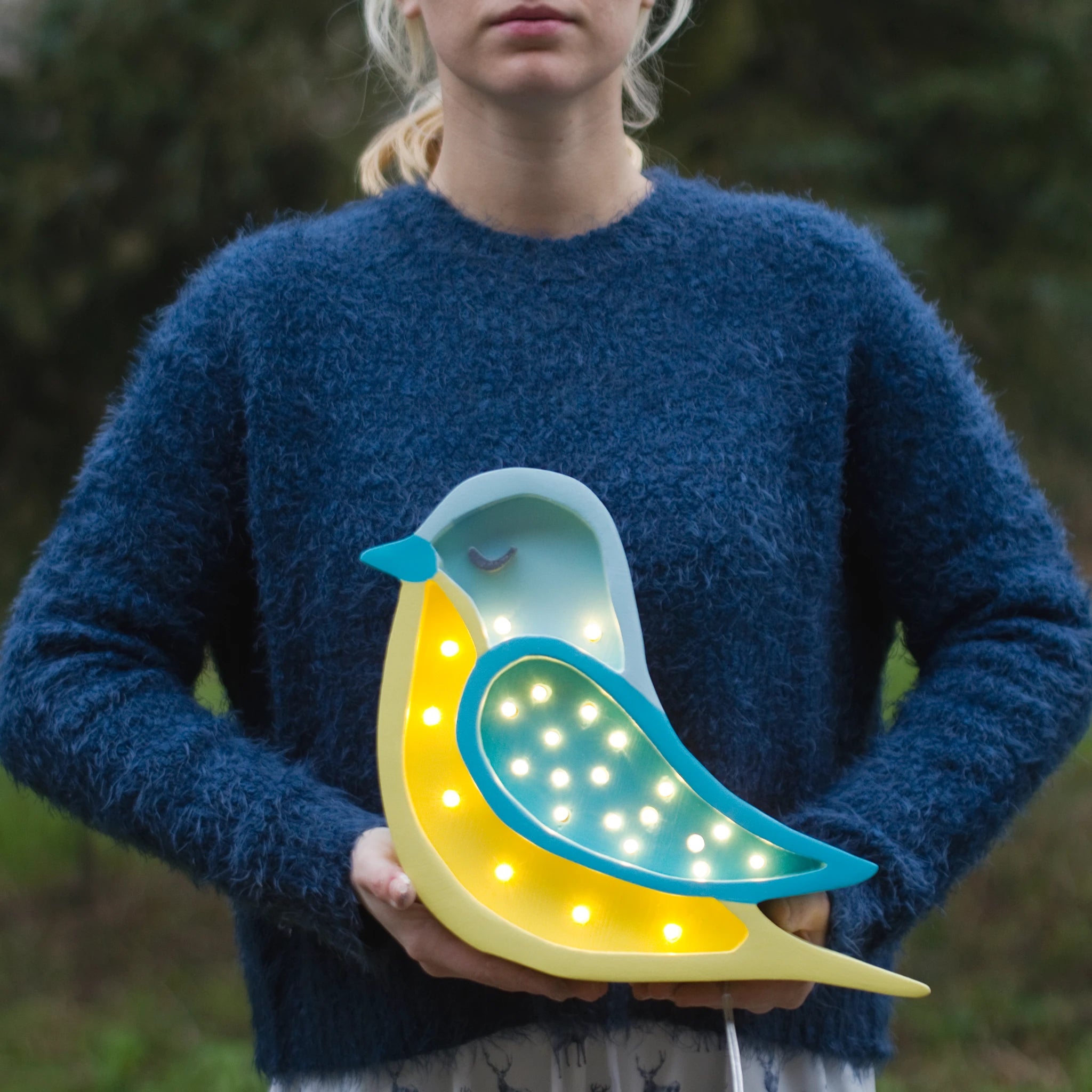 Holzlampe Vogel Türkis - Little Lights