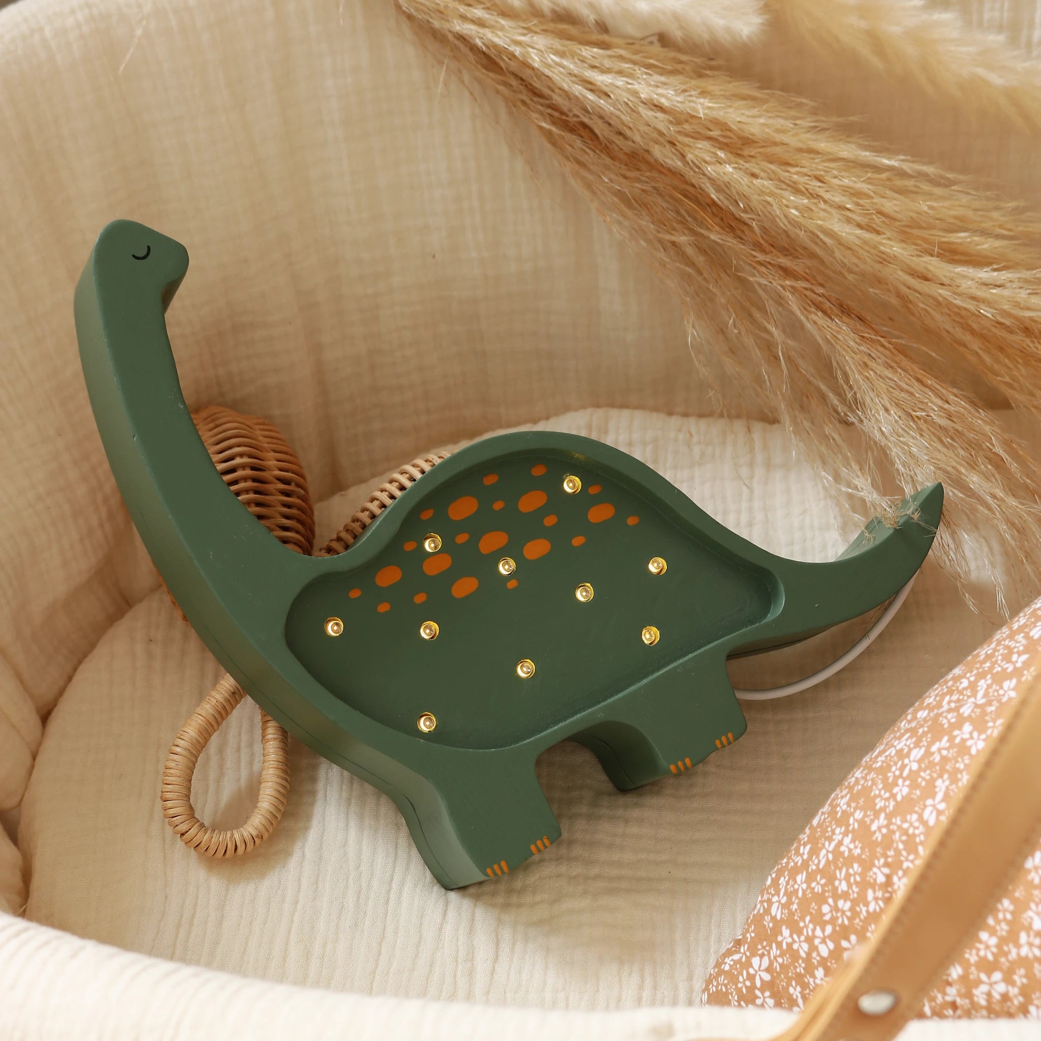 Holzlampe Diplodocus Mini grün - Little Lights