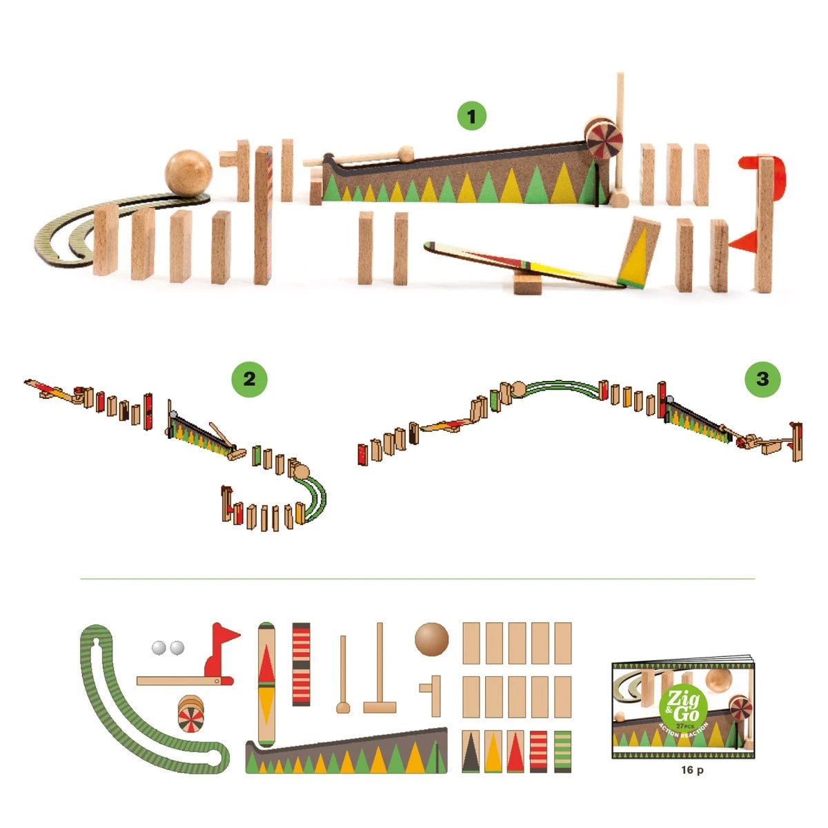 Djeco Zig & Go „Curve“ – 27-teiliges Kettenreaktionsspiel ab 7 Jahren