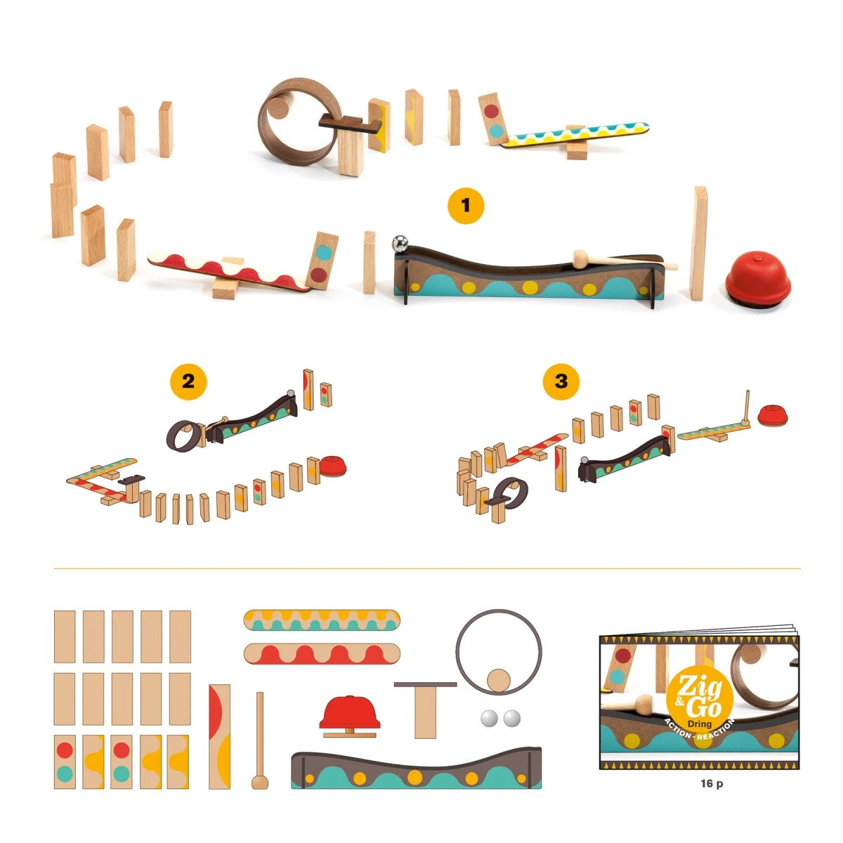 Djeco Zig & Go „Dring“ – 25-teiliges Kettenreaktionsspiel ab 7 Jahren