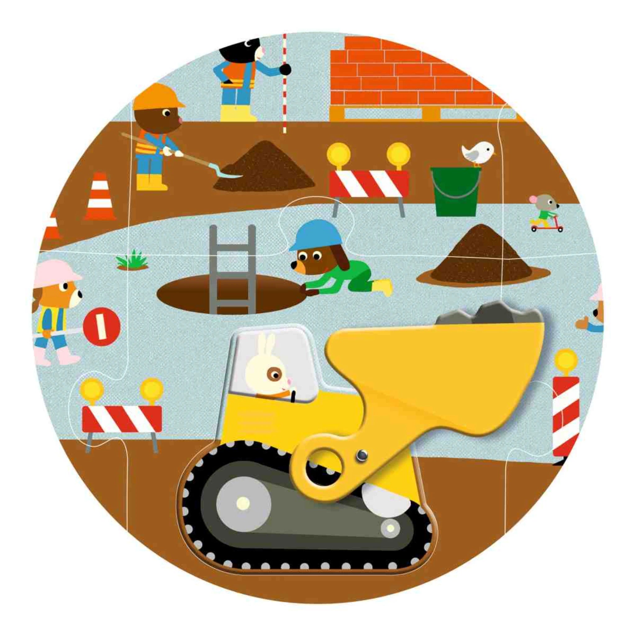 Bodenpuzzle: Baustelle - 12 + 5 Teile - Djeco