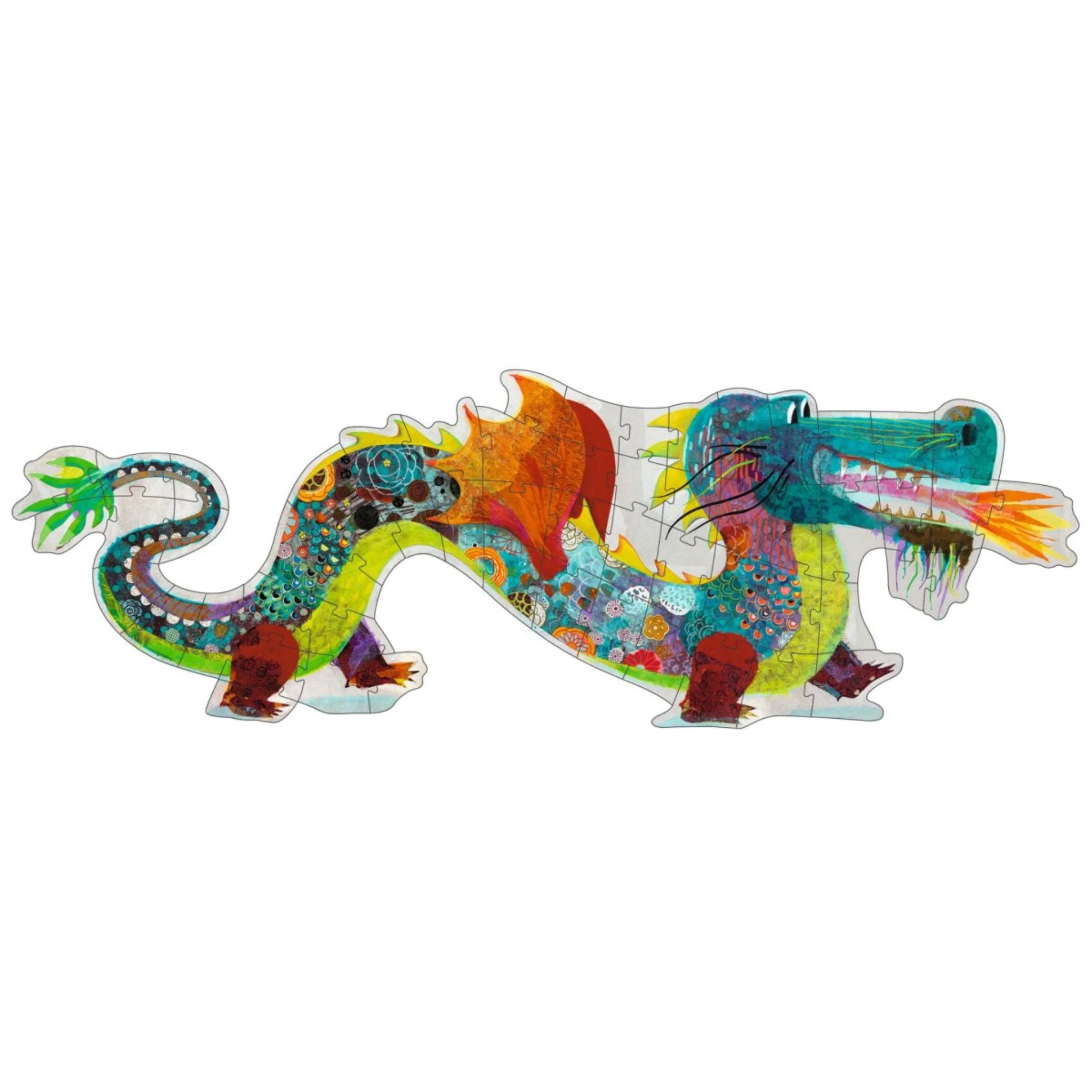 Djeco Riesenpuzzle „Léon der Drache“ – 58 Teile, 138 cm lang für Kinder ab 5 Jahren