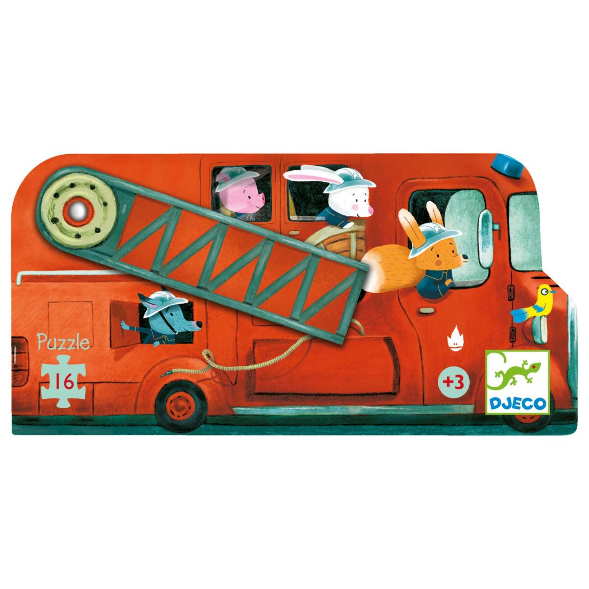 Djeco Puzzle „Feuerwehrauto“ – 16 Teile ab 3 Jahren in dekorativer Box