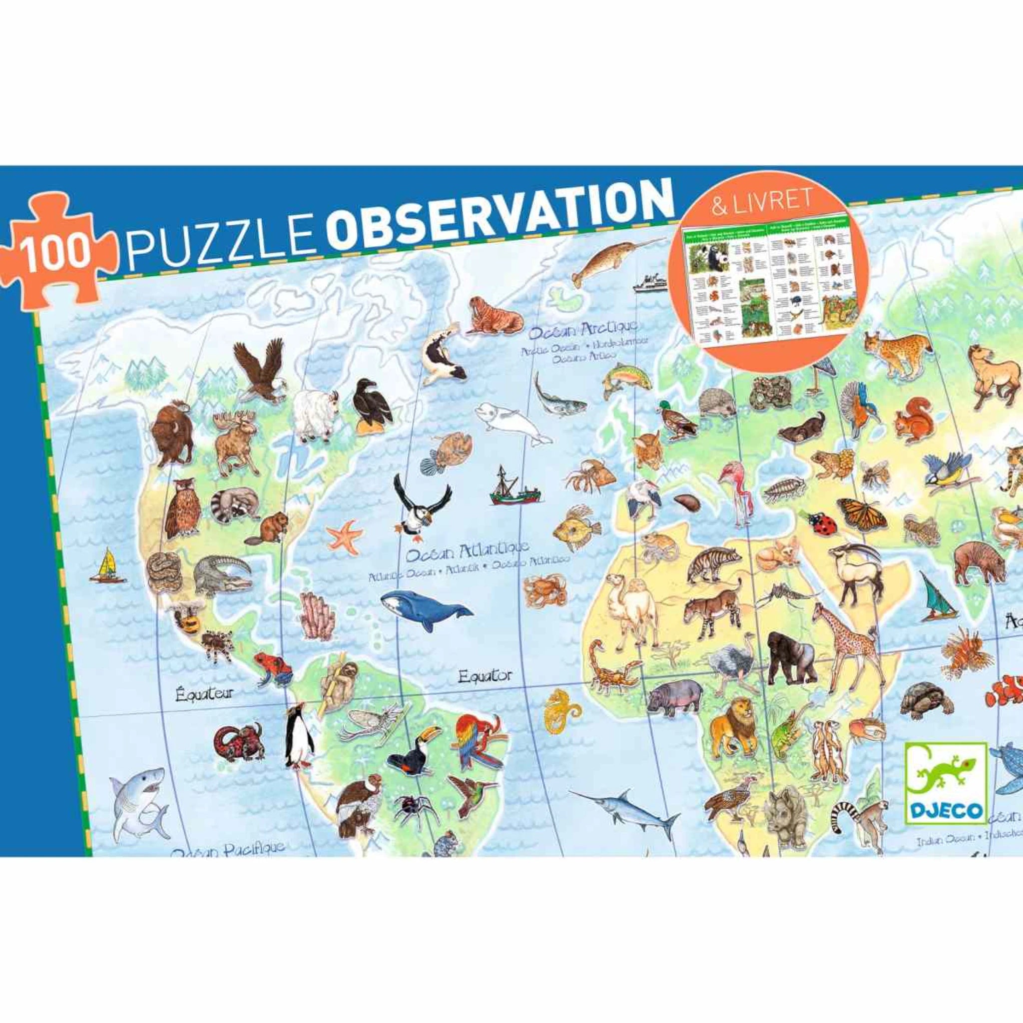 Wimmelpuzzle Tier des Erde - 100 stk - Djeco