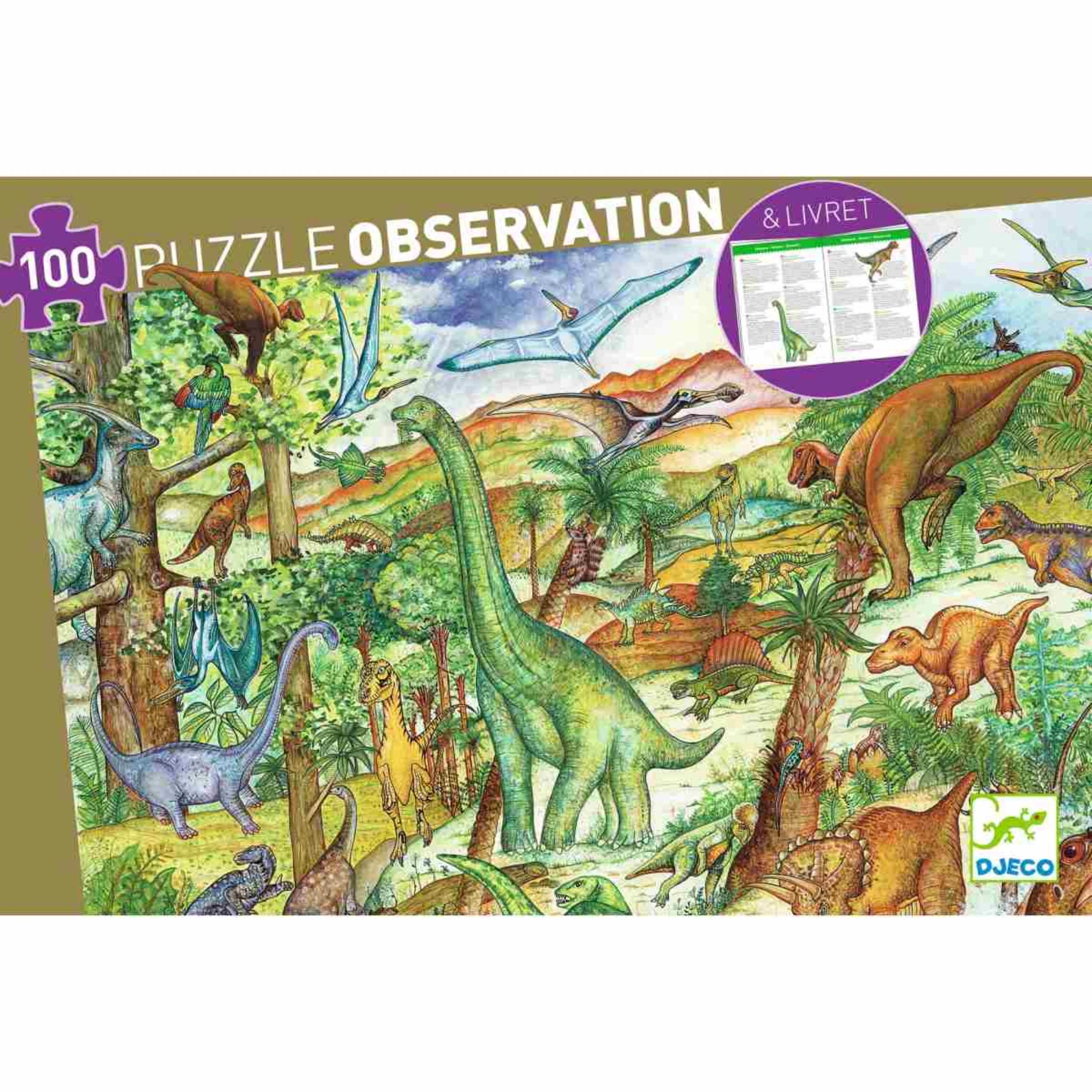 Wimmelpuzzle Dinosaurier - 100 stk - Djeco