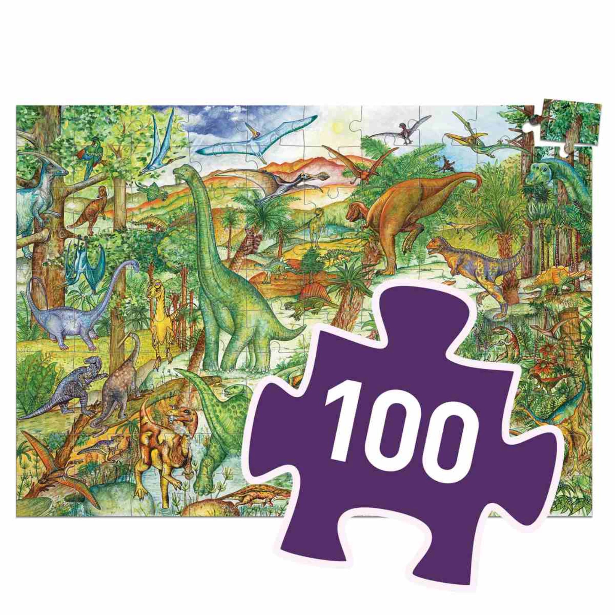 Wimmelpuzzle Dinosaurier - 100 stk - Djeco
