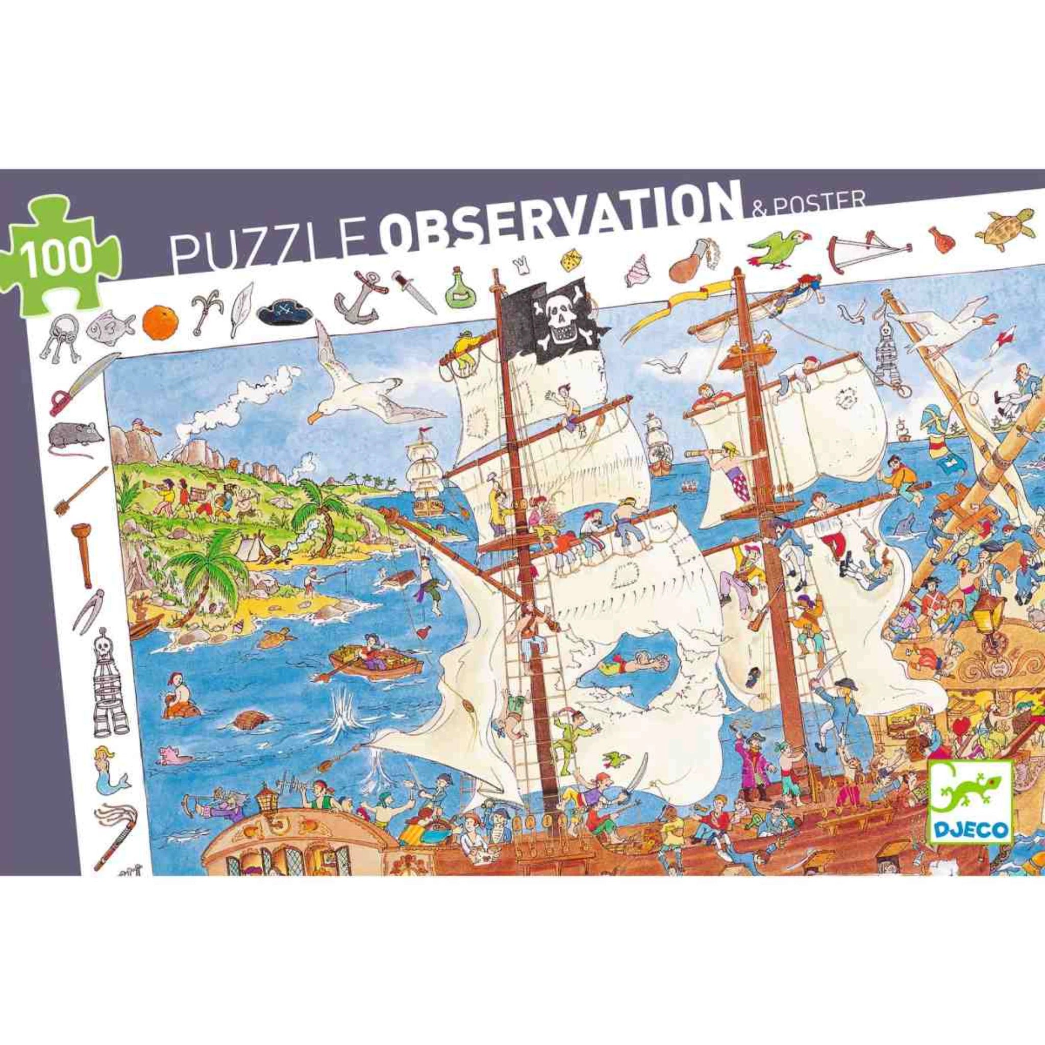 Wimmelpuzzle Piraten - 100 stk - Djeco