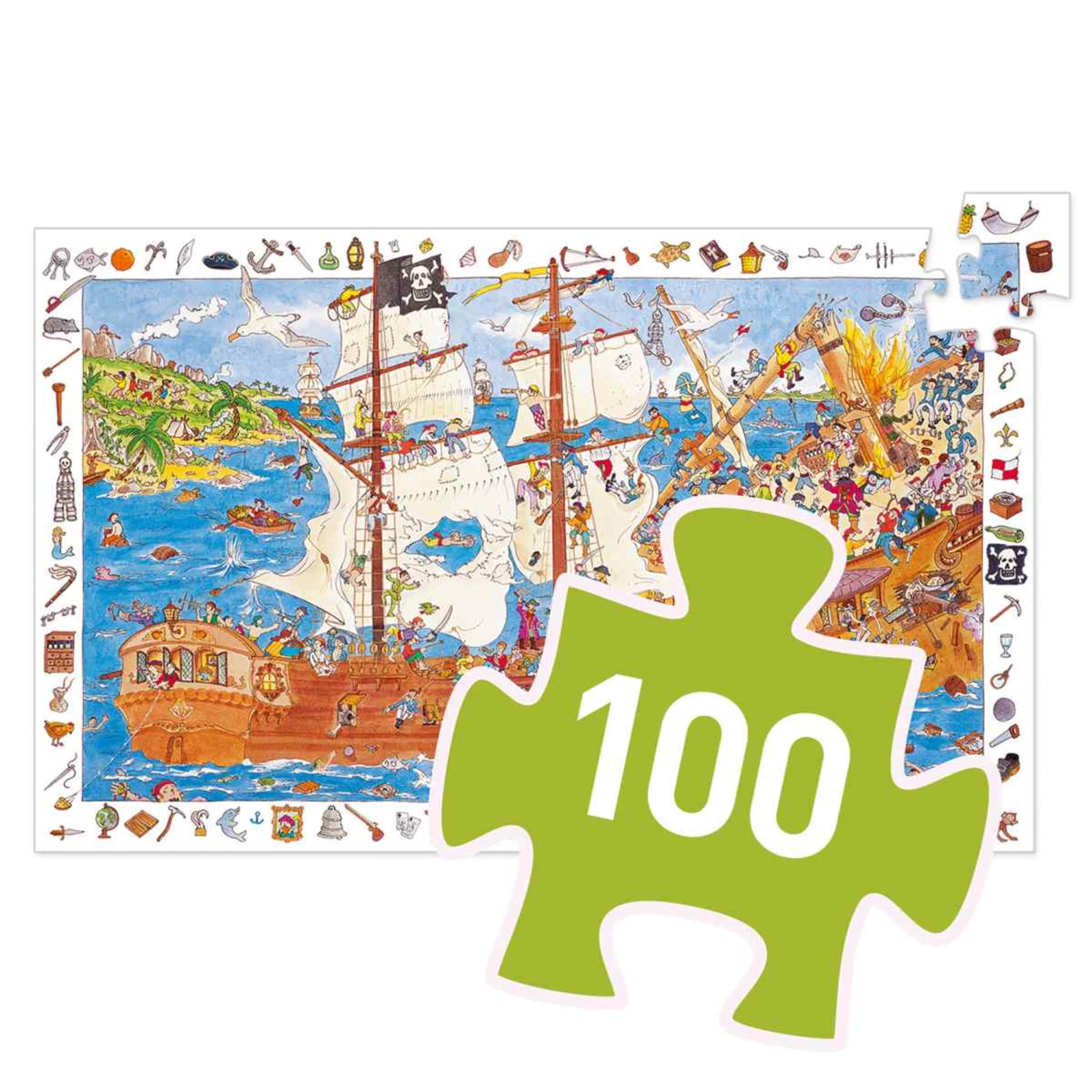 Wimmelpuzzle Piraten - 100 stk - Djeco