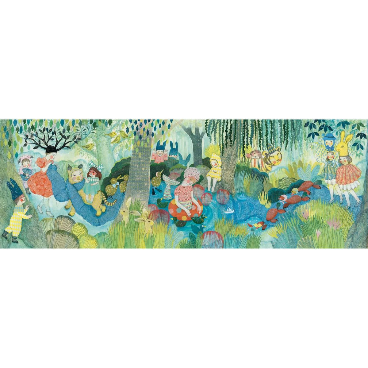 Djeco Puzzle Gallery „River Party“ – 350 Teile Panorama-Puzzle für Kinder