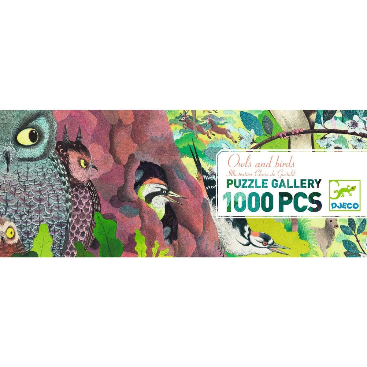 Djeco Puzzle Gallery „Owls and Birds“ – 1000 Teile Panorama-Puzzle
