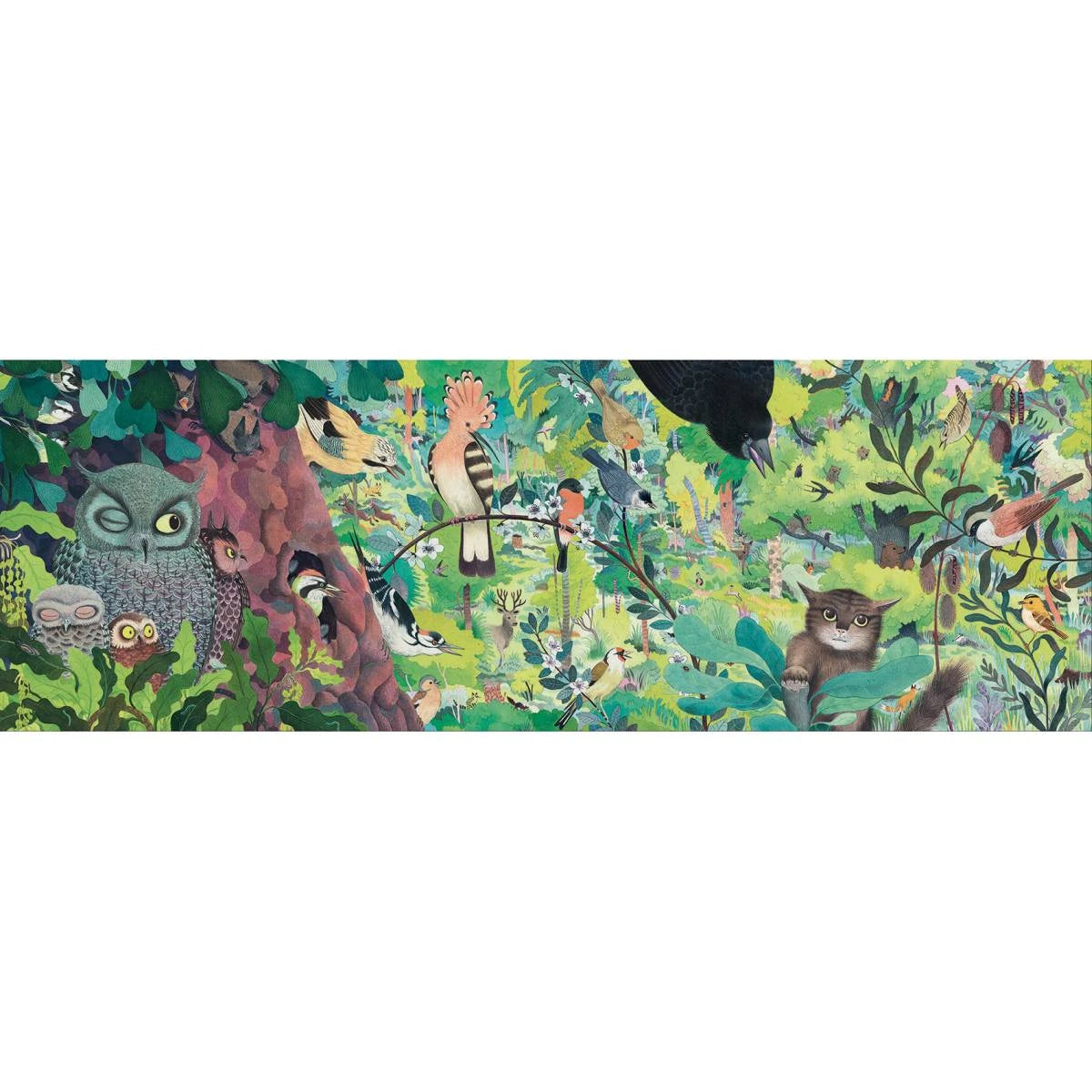 Djeco Puzzle Gallery „Owls and Birds“ – 1000 Teile Panorama-Puzzle