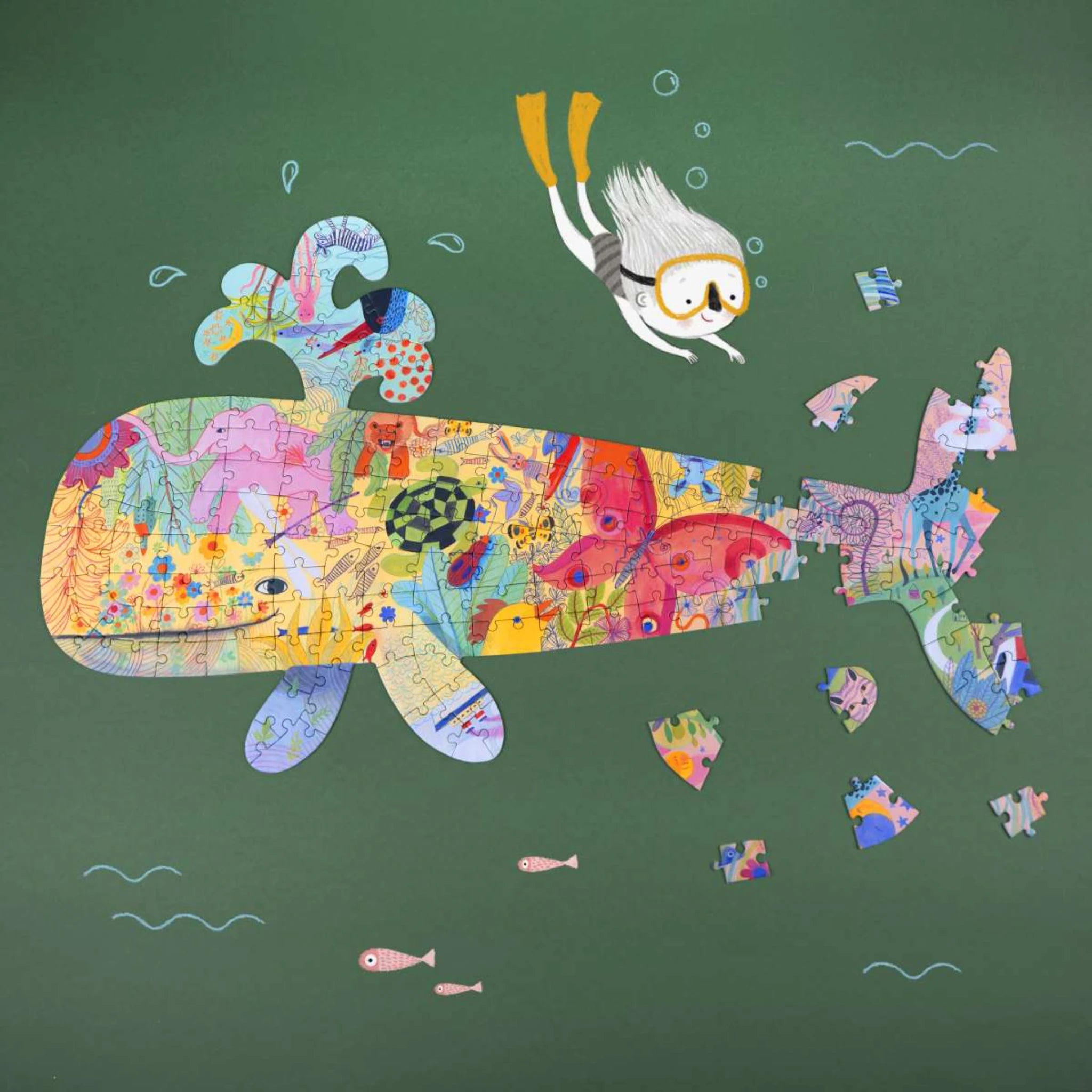 Djeco Puzzle „Puzz’Art Whale“ – 150-teiliges Kunstpuzzle in Walform ab 6 Jahren