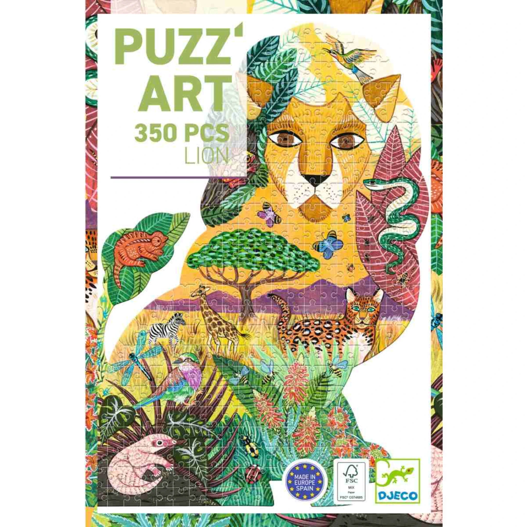 Djeco Puzzle „Puzz’Art Lion“ – 350-teiliges Kunstpuzzle in Löwenform