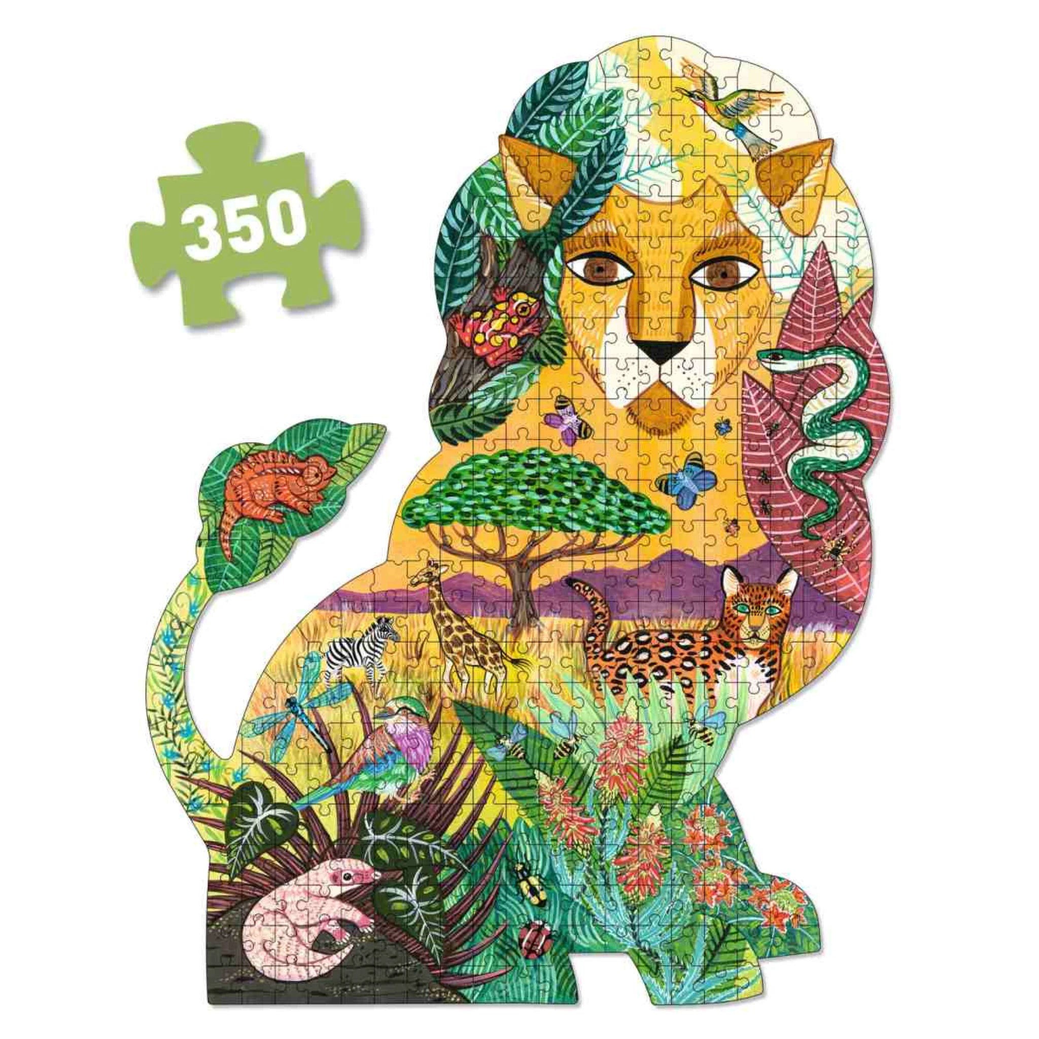 Djeco Puzzle „Puzz’Art Lion“ – 350-teiliges Kunstpuzzle in Löwenform