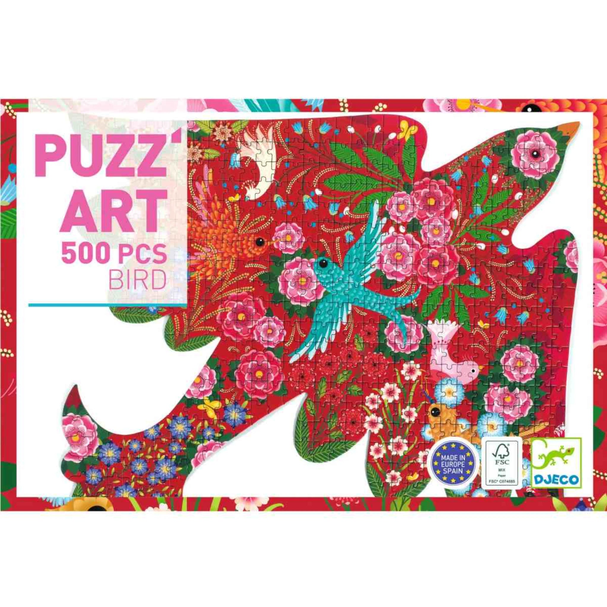 Djeco Puzz’Art Bird – 500-teiliges Design-Puzzle in Vogelform ab 8 Jahren