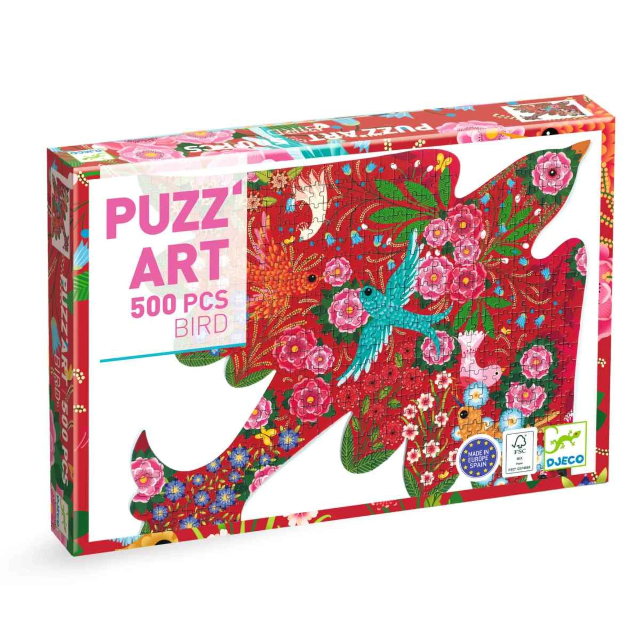 Djeco Puzz’Art Bird – 500-teiliges Design-Puzzle in Vogelform ab 8 Jahren