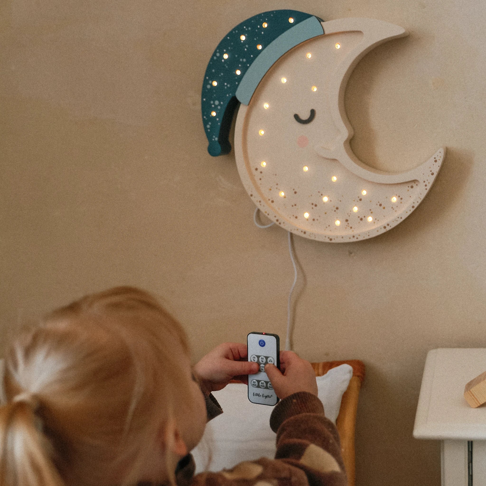 Holzlampe Moon Midnight Blue - Little Lights