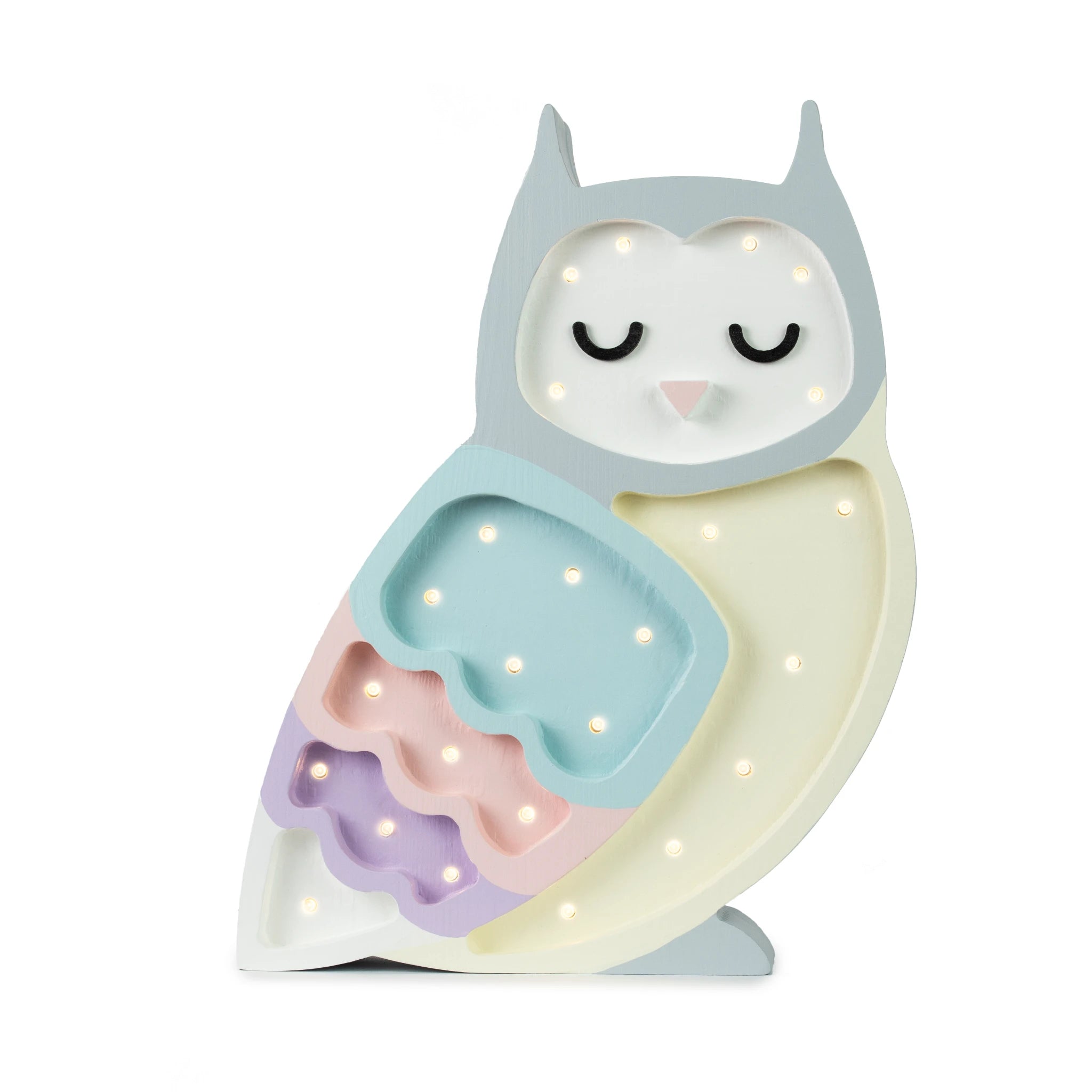 Holzlampe Eule Pastell - Little Lights