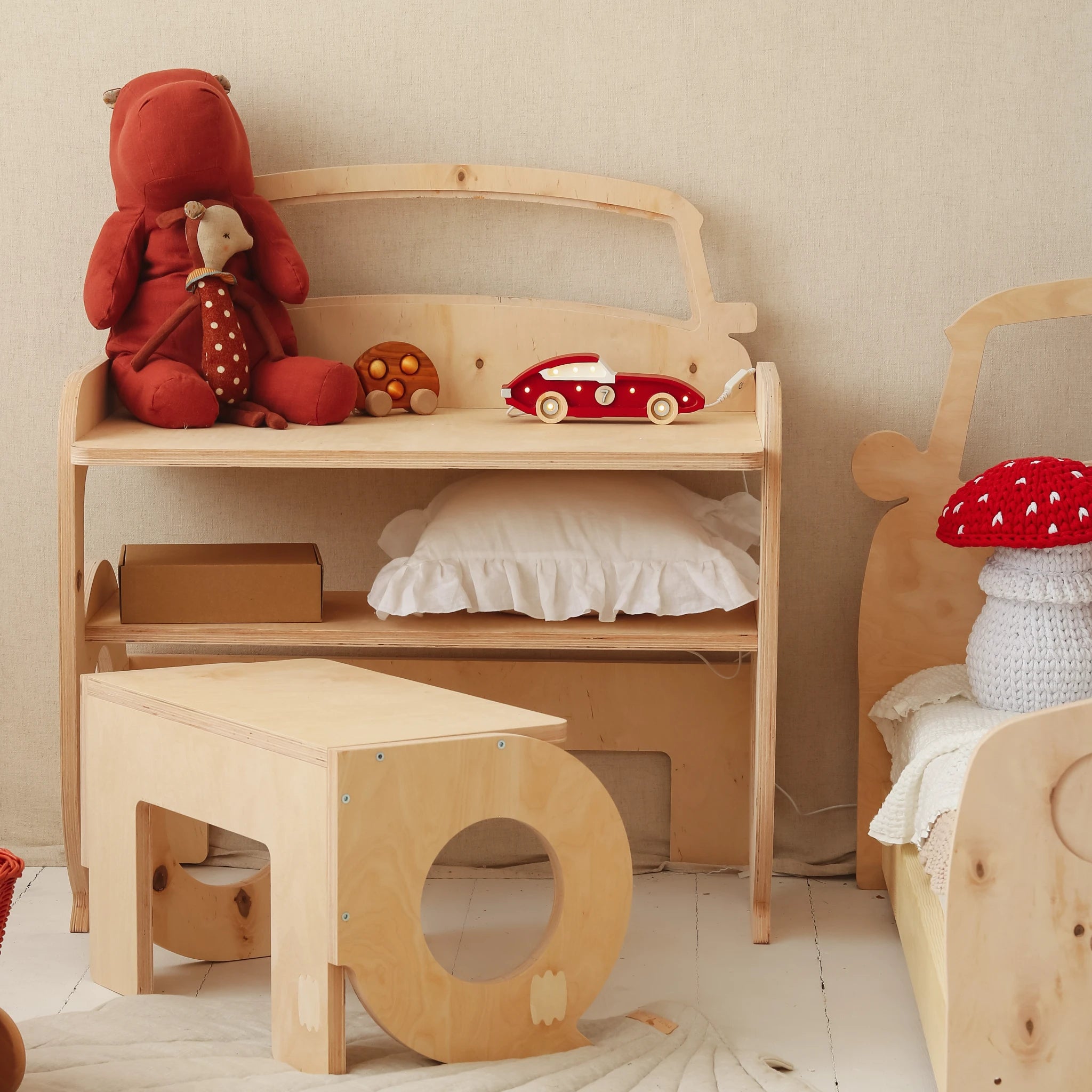 Holzlampe Rennwagen rot mini - Little Lights