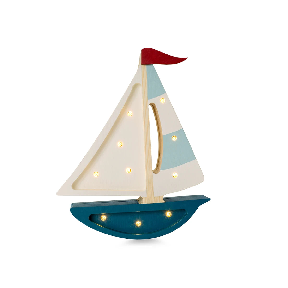 Holzlampe Segelschiff blau - Little Lights