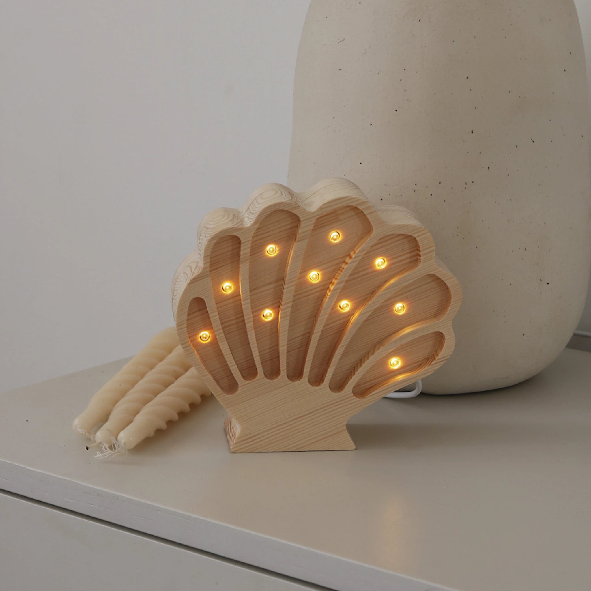 Holzlampe Muschel Natur - Little Lights