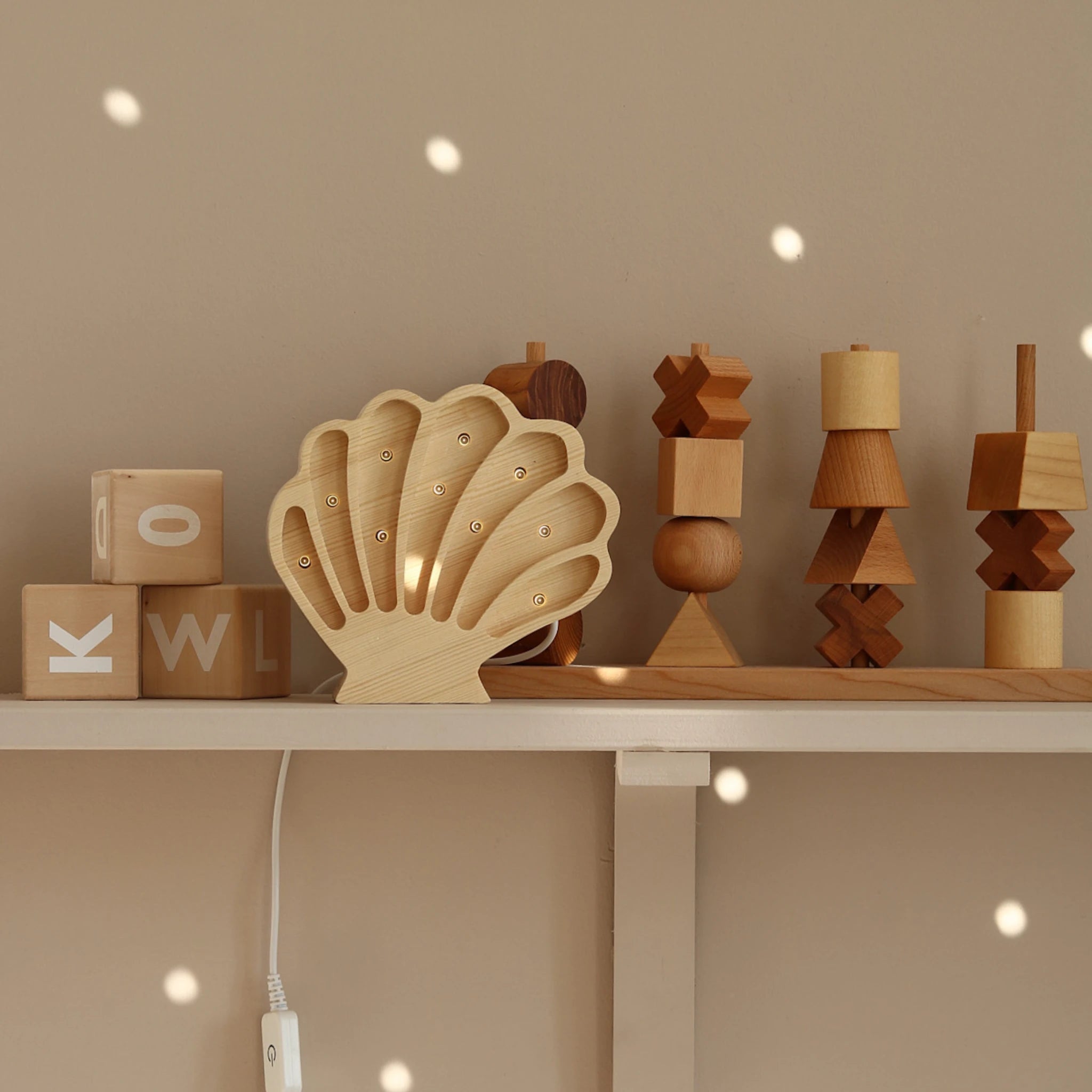 Holzlampe Muschel Natur - Little Lights