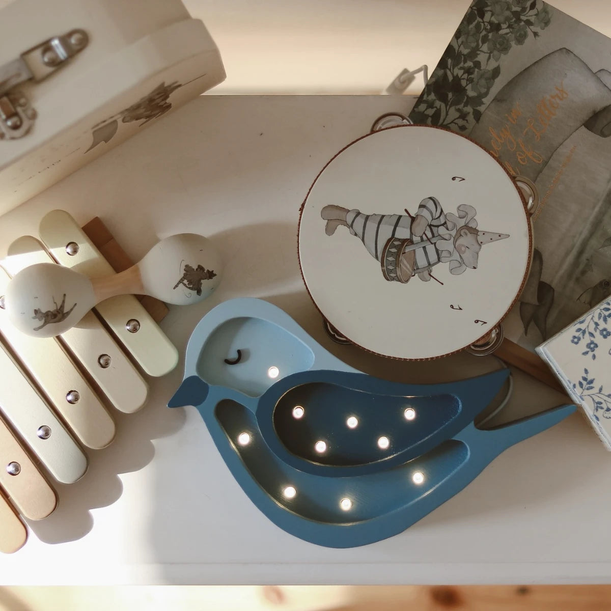 Holzlampe Vogel mini blau - Little Lights