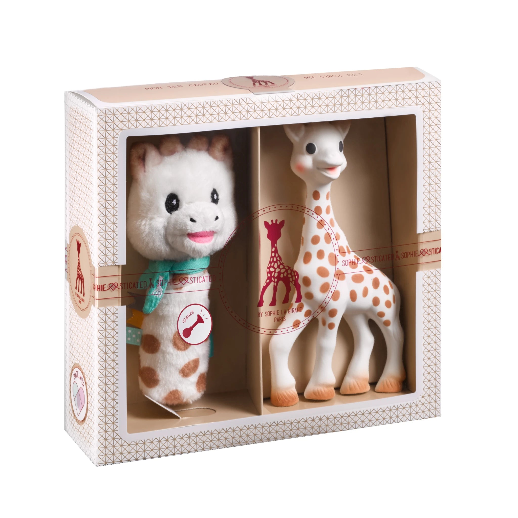 Sophie la girafe® Geschenkset mit Plüschrassel