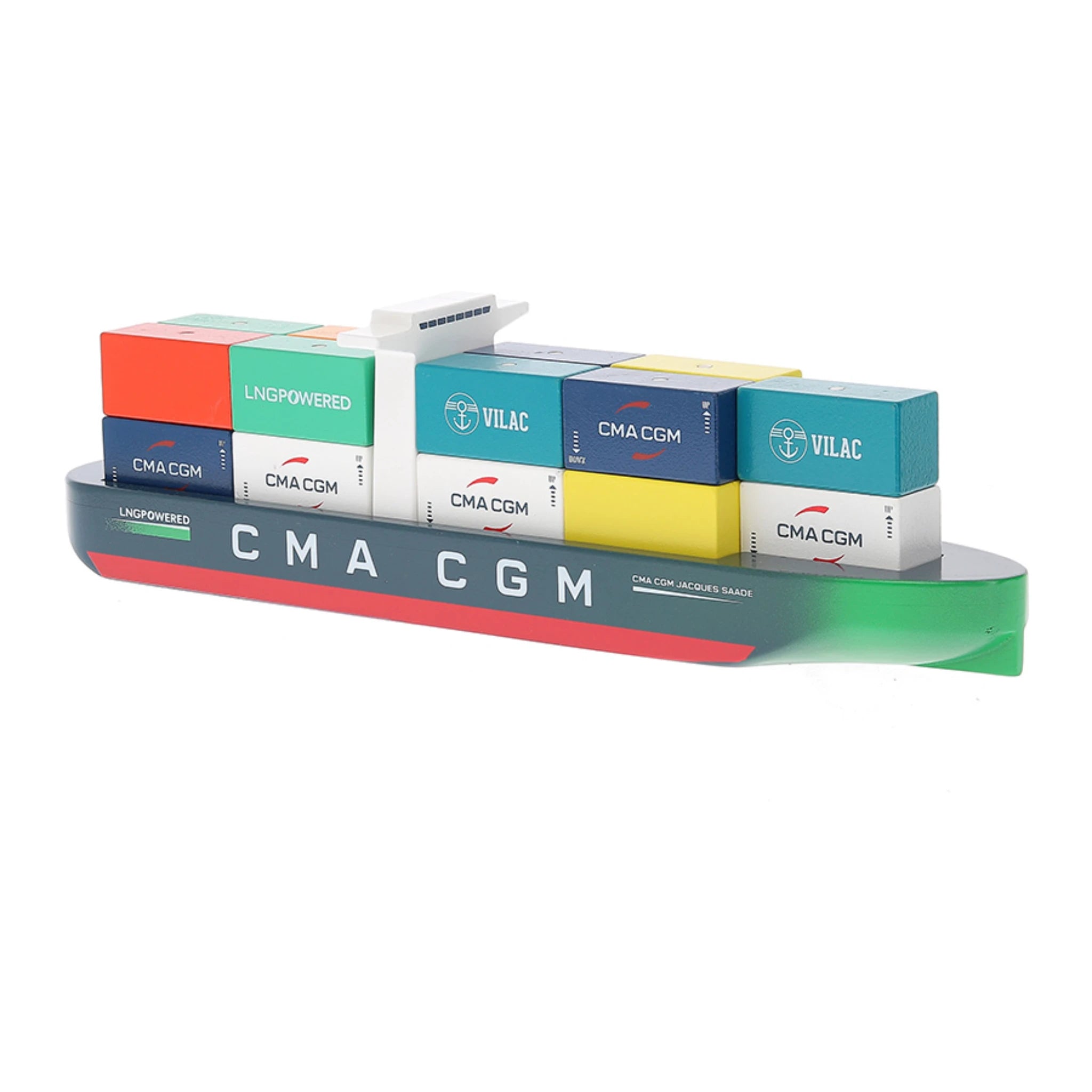Vilac Containerschiff CMA CGM – Holzspielzeug ab 3 Jahren mit Containern