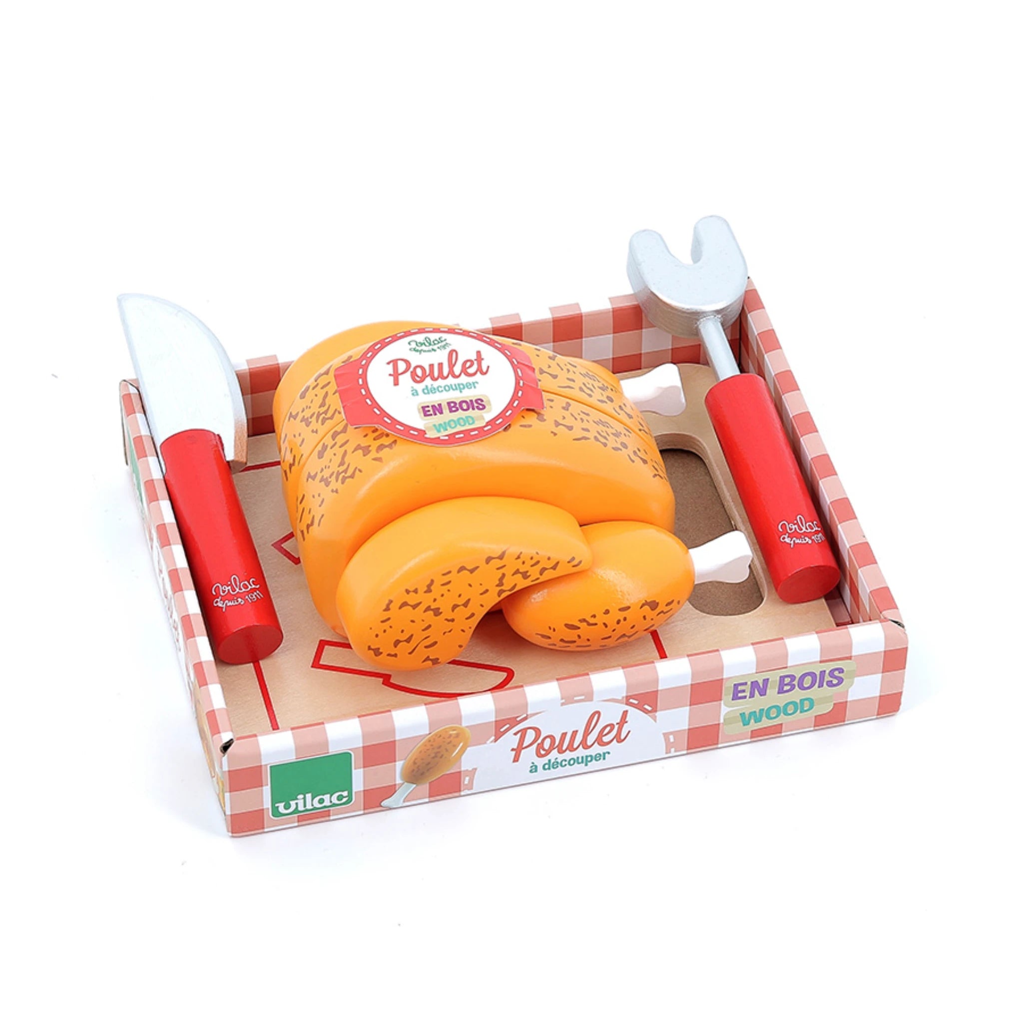 Vilac Holz-Schneideset Poulet – Spiellebensmittel ab 3 Jahren