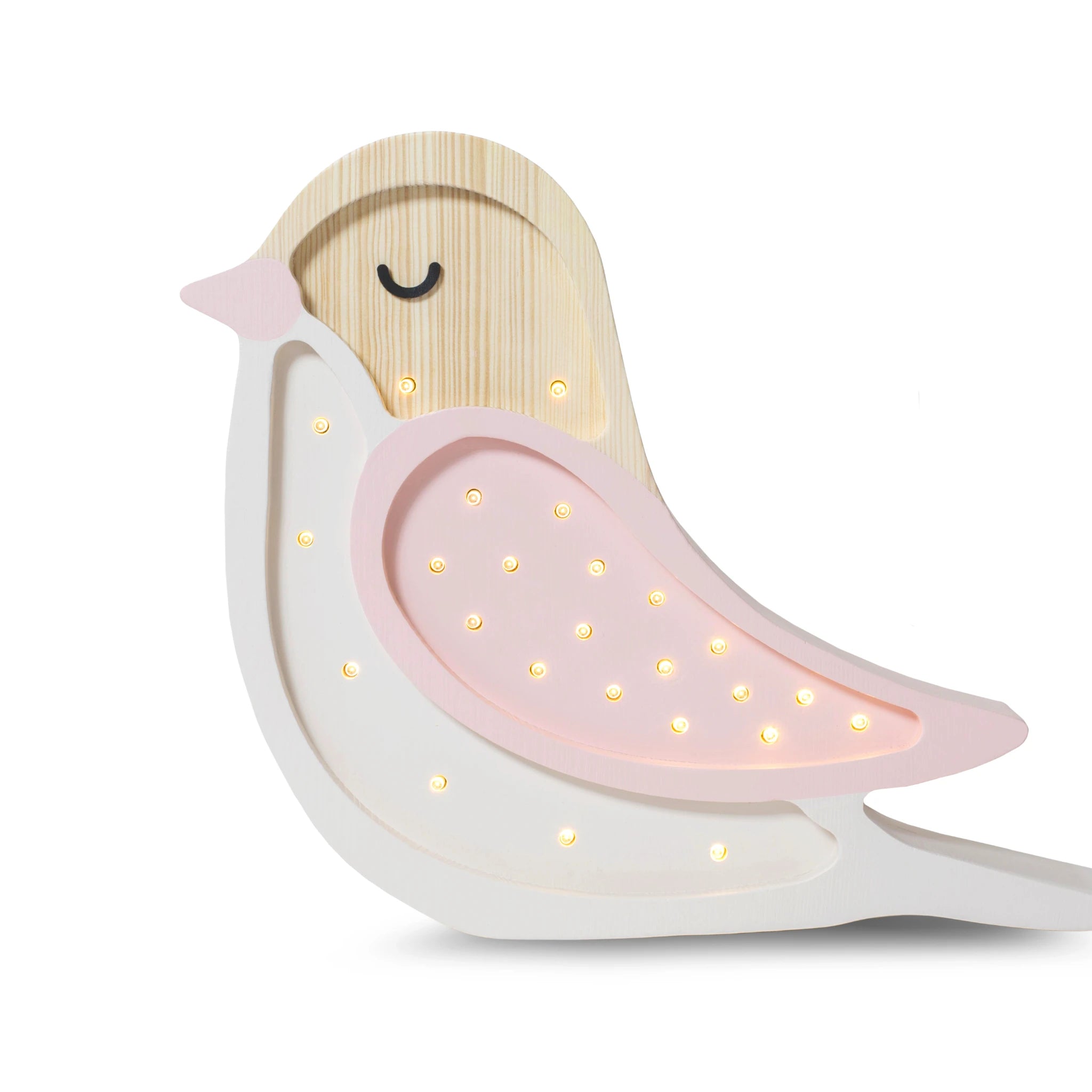 Holzlampe Vogel Rosa/Creme - Little Lights