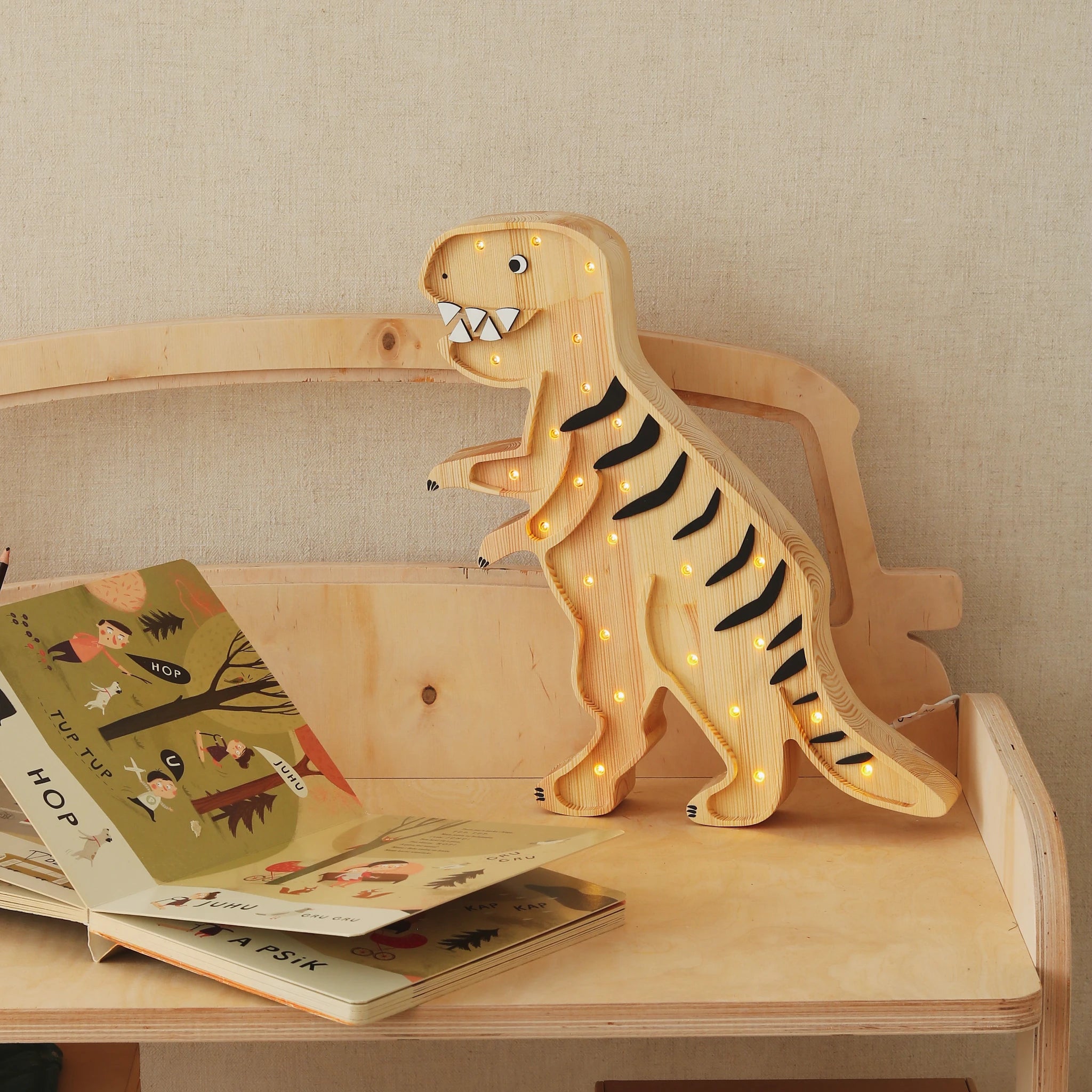 Holzlampe T-Rex Natur- Little Lights