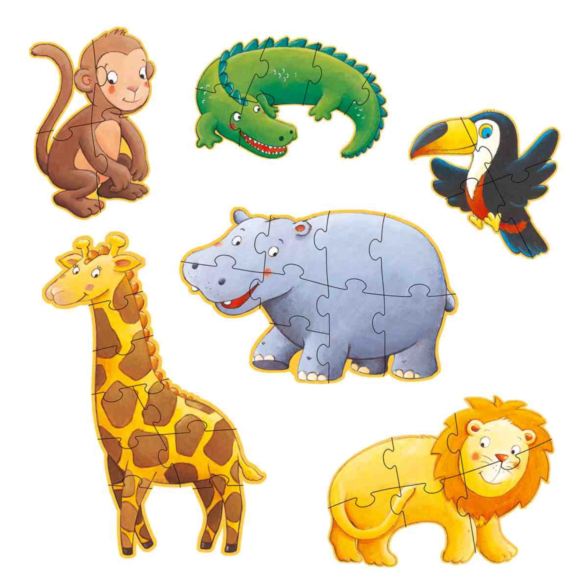 Riesenpuzzle: Dschungeltiere - 4,6,9 Teile - Djeco