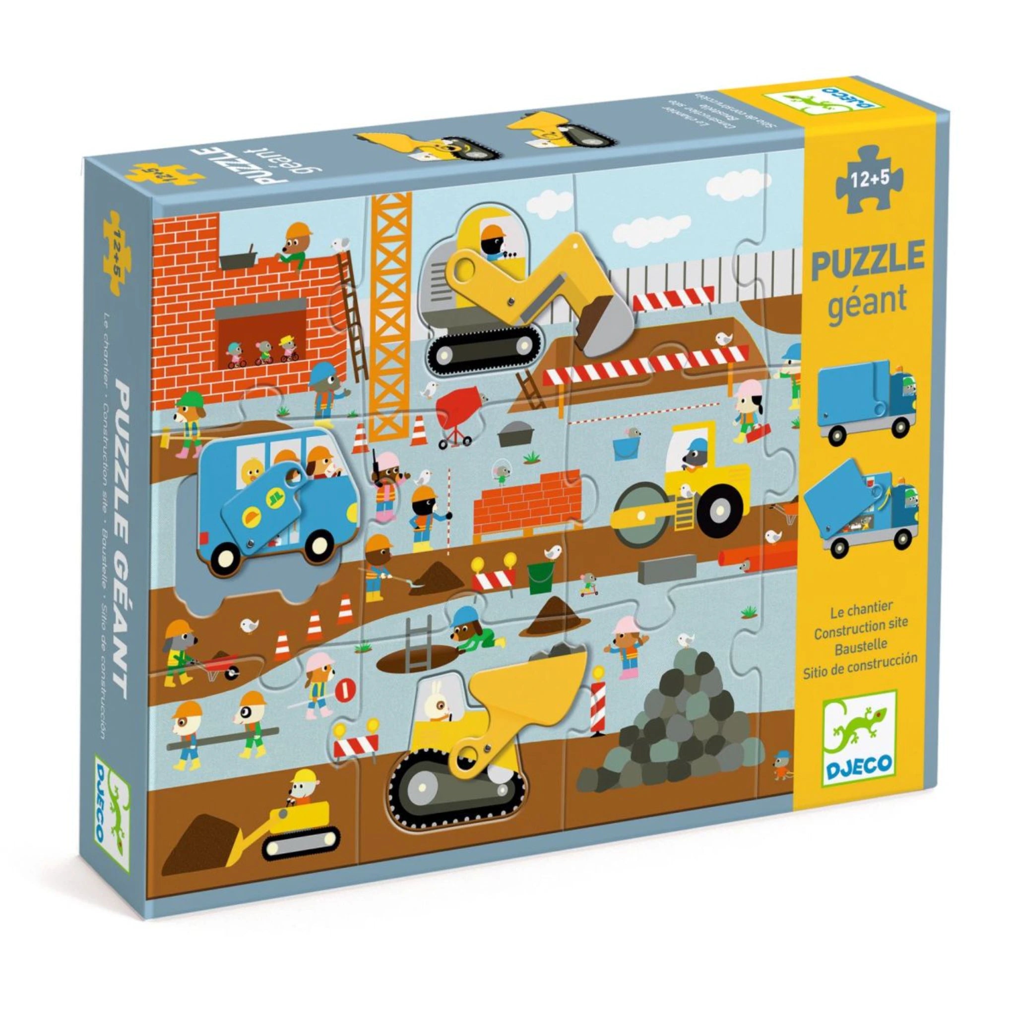 Bodenpuzzle: Baustelle - 12 + 5 Teile - Djeco