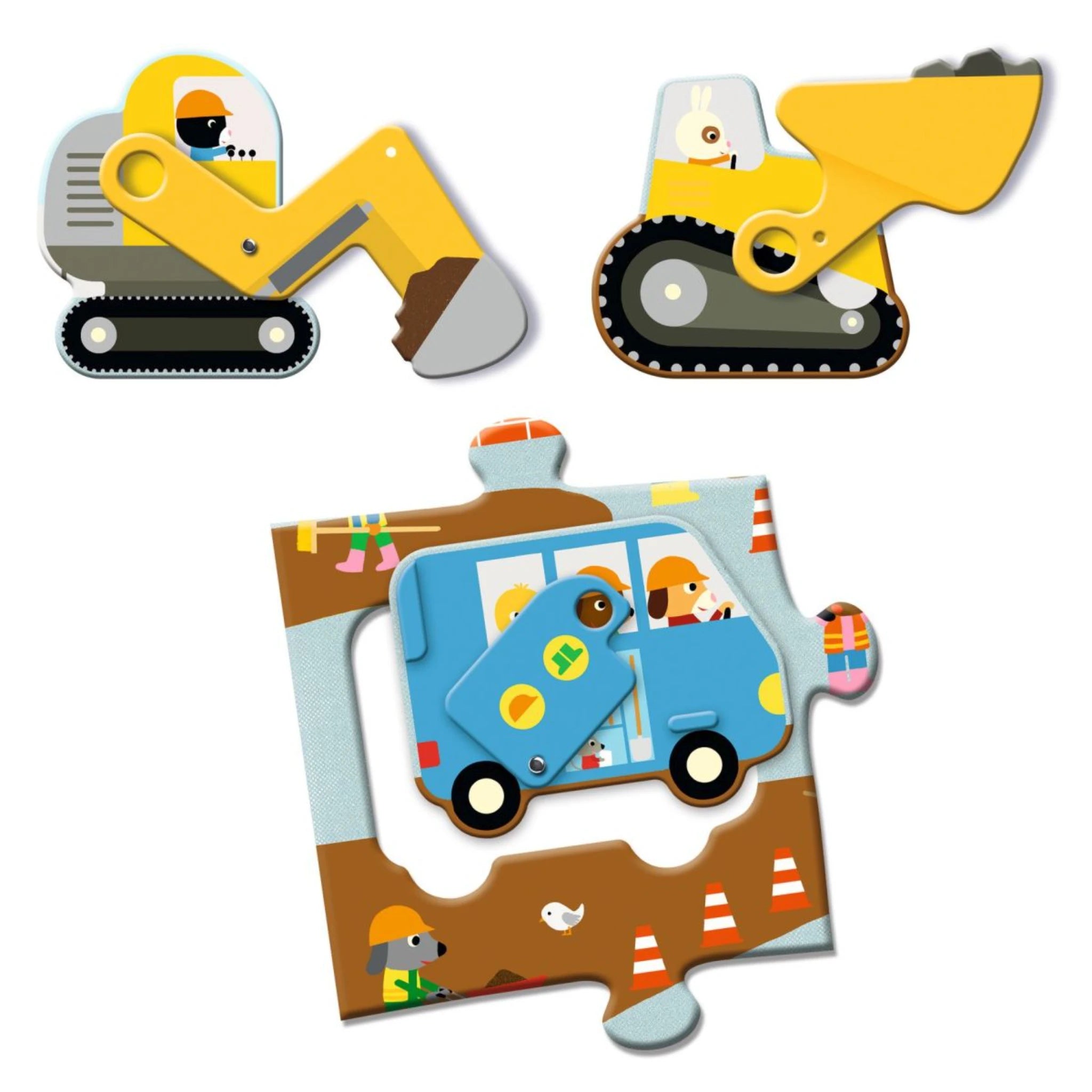 Bodenpuzzle: Baustelle - 12 + 5 Teile - Djeco