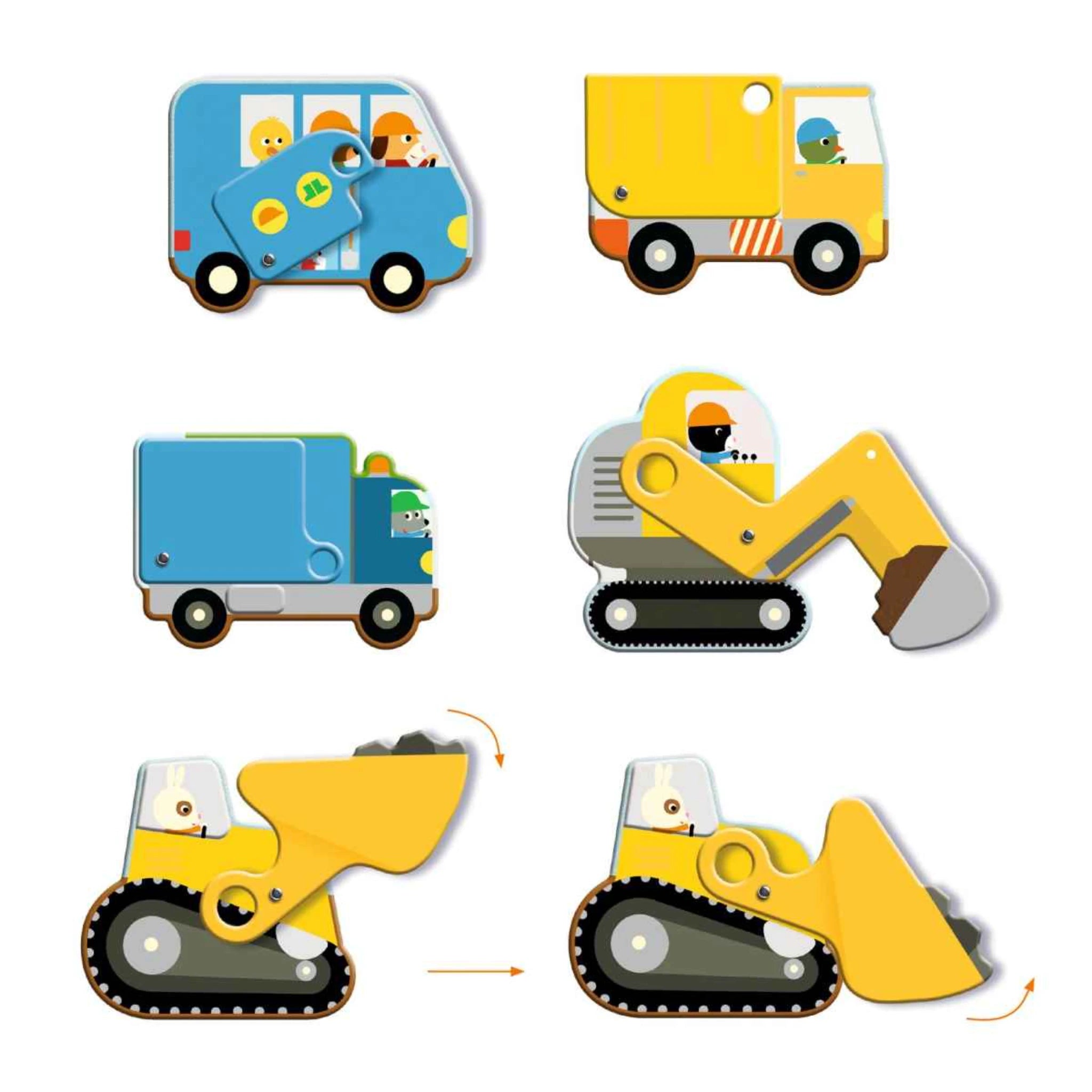 Bodenpuzzle: Baustelle - 12 + 5 Teile - Djeco
