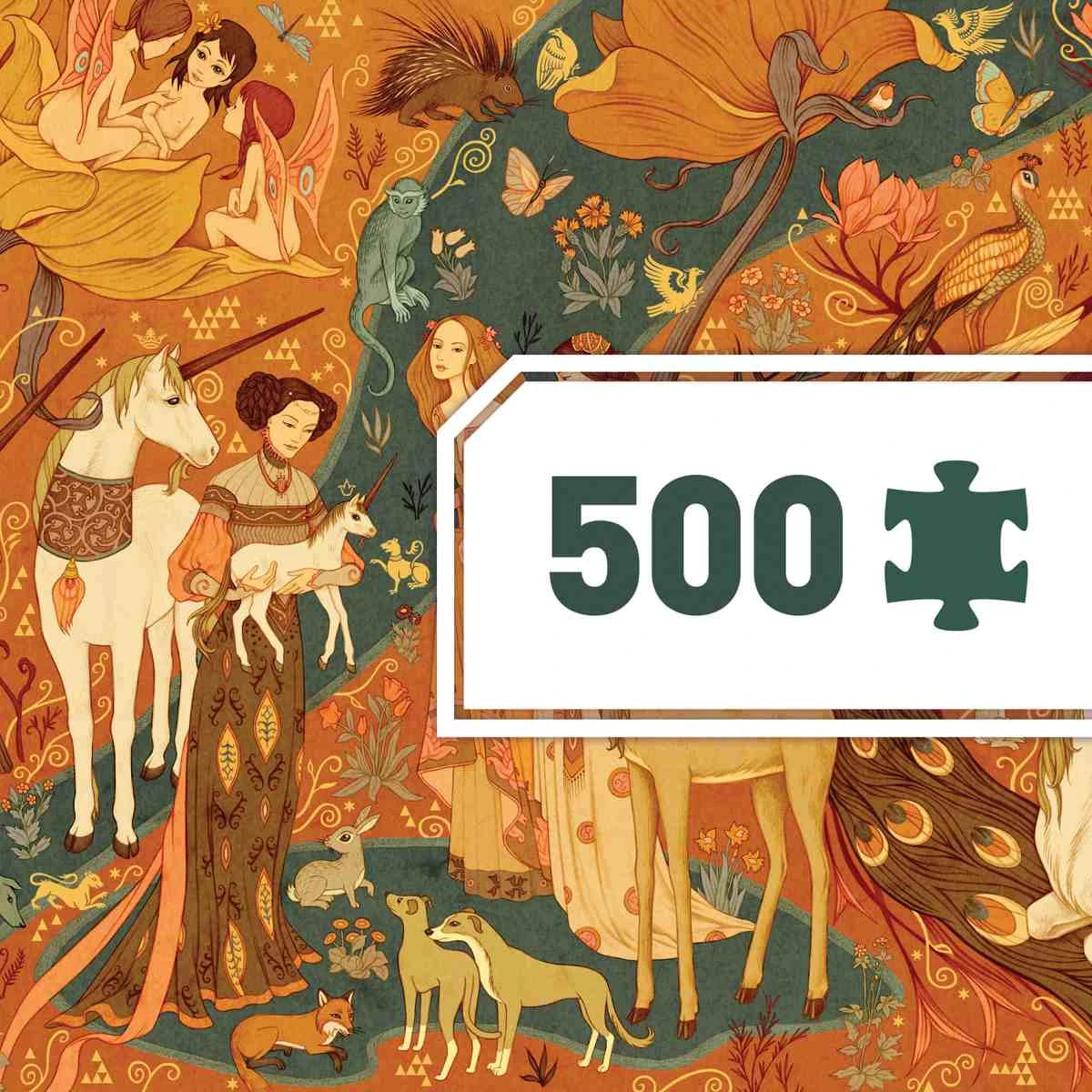 Djeco Puzzle Gallery „Unicorn Garden“ – 500 Teile Panorama-Puzzle