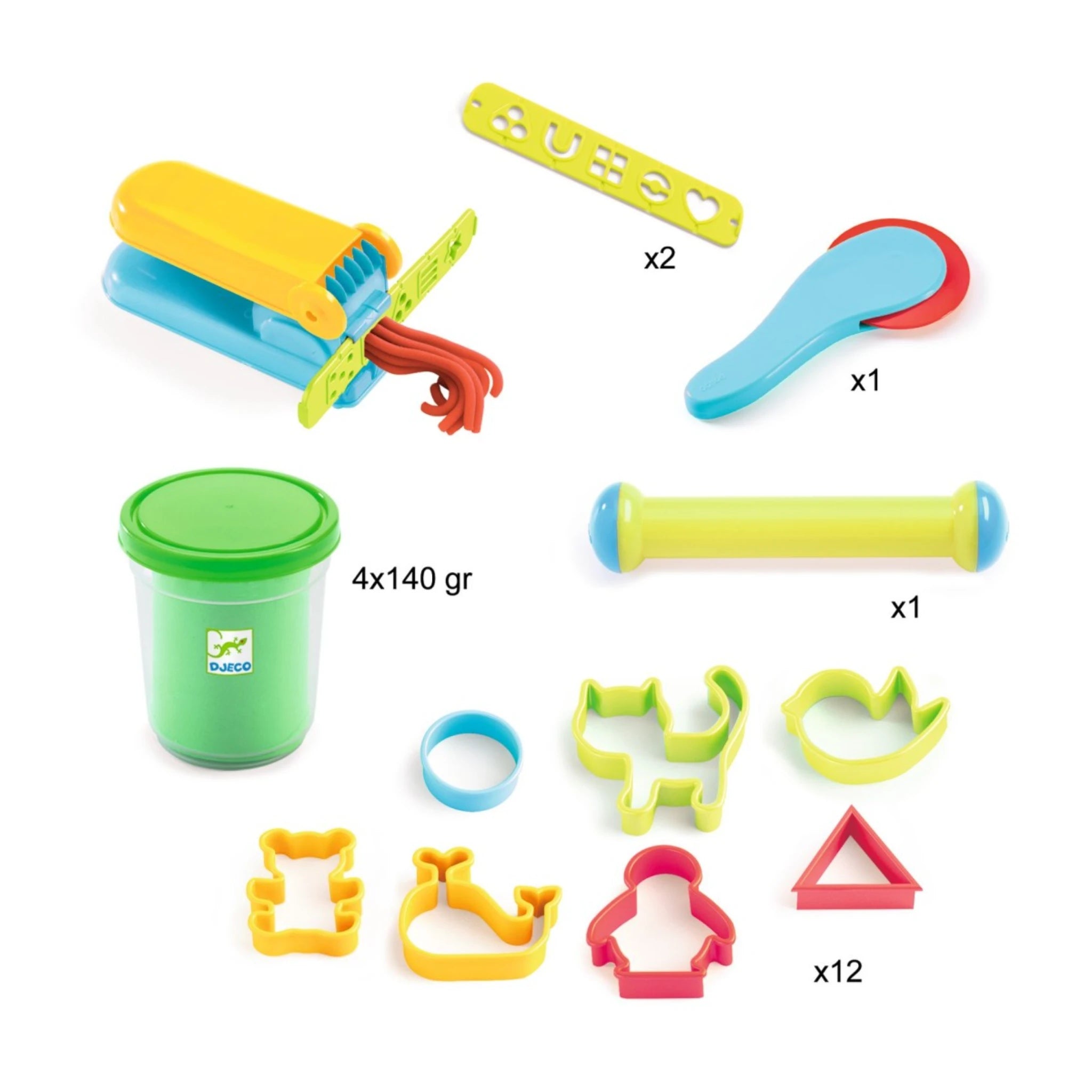Knete 3-6: Starterset Knete 4 Dosen & 15 Werkzeuge - Djeco