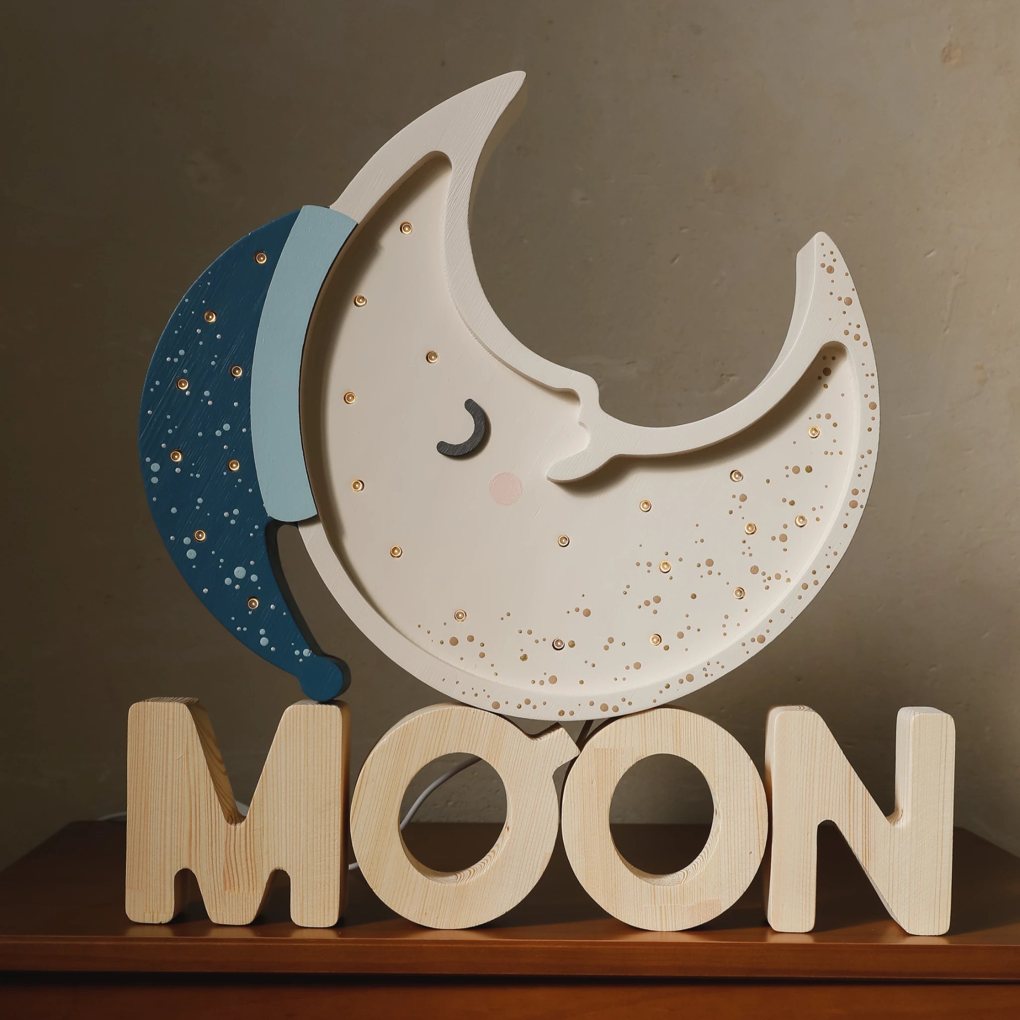 Holzlampe Moon Midnight Blue - Little Lights