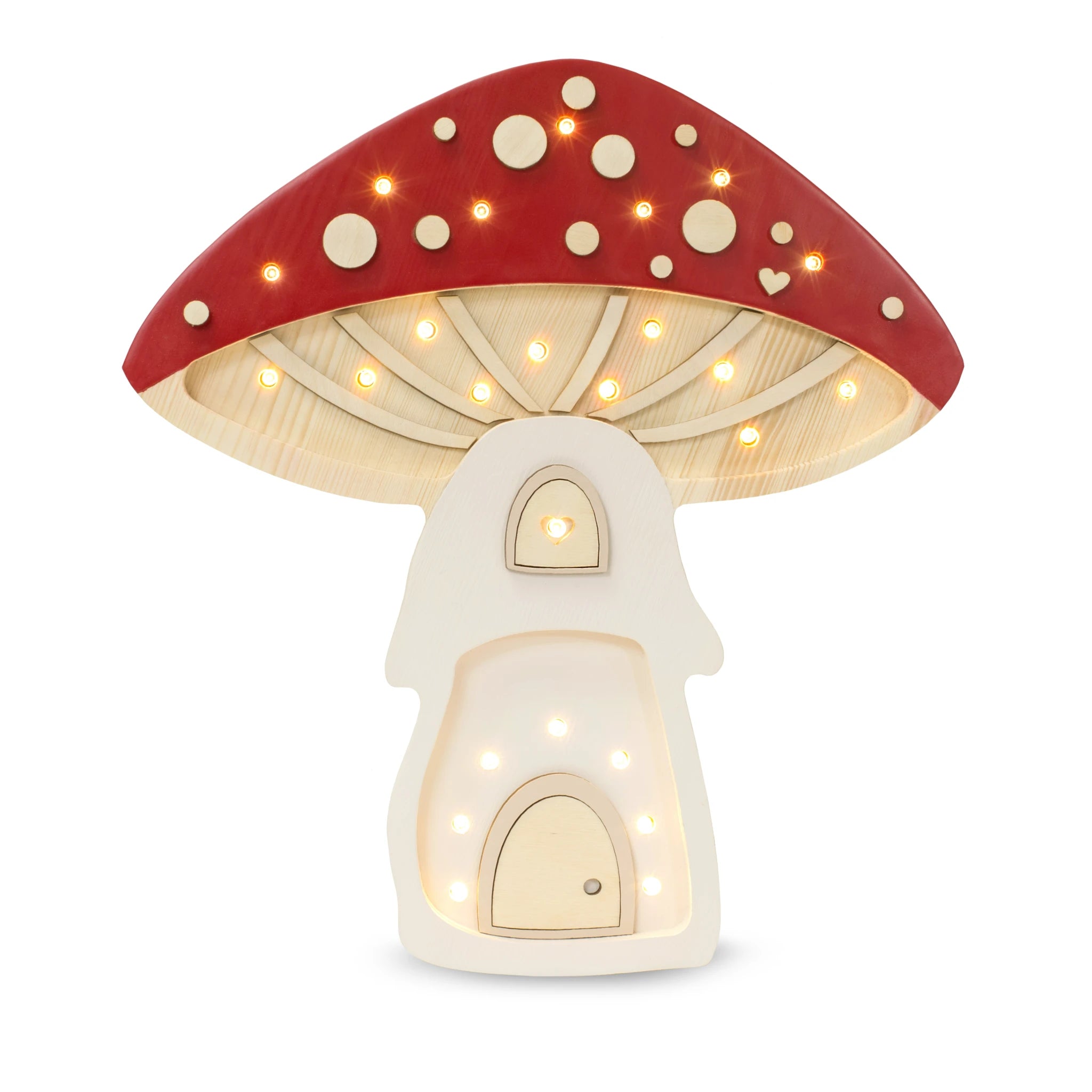 Holzlampe Pilzhaus rot - Little Lights