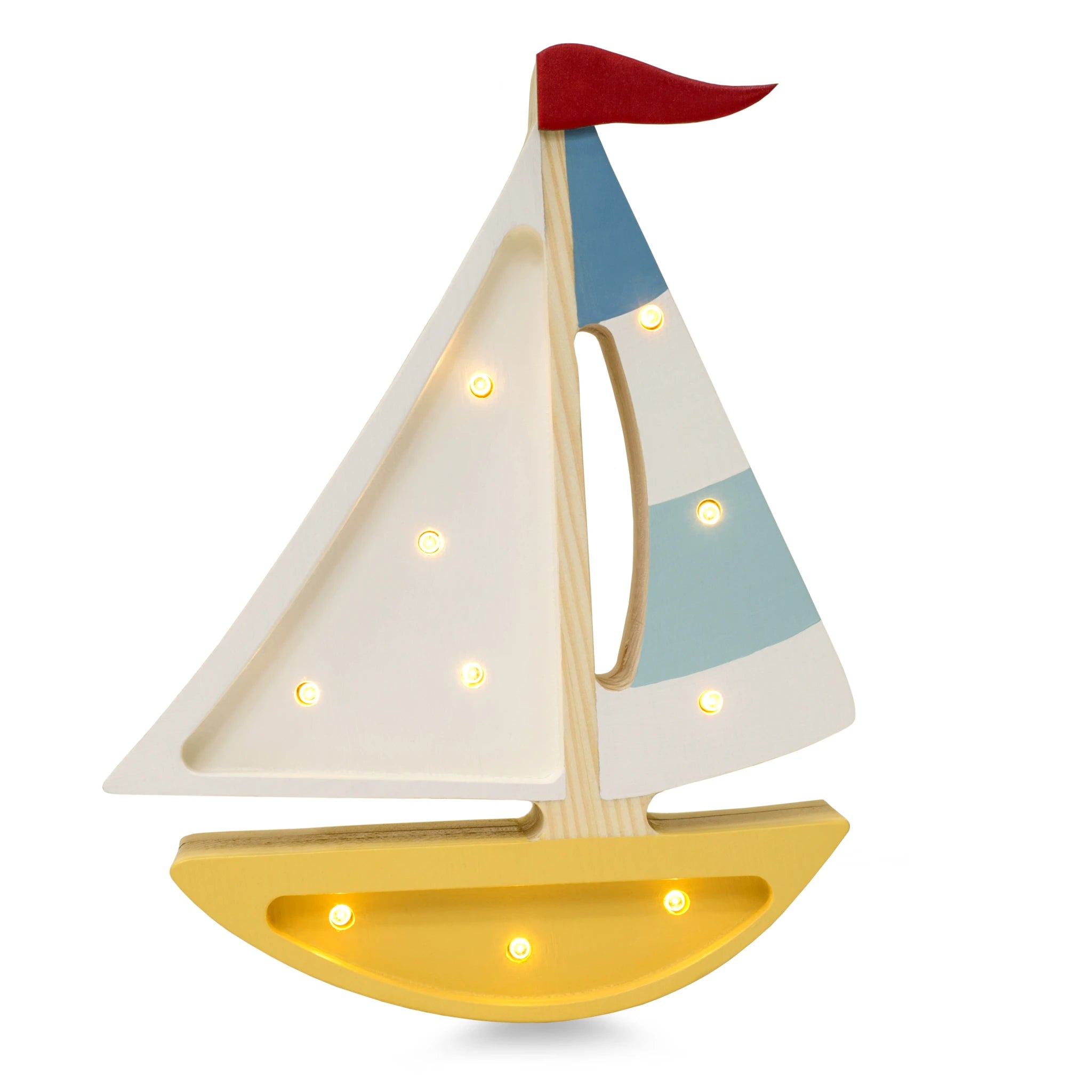 Holzlampe Segelboot gelb - Little Lights