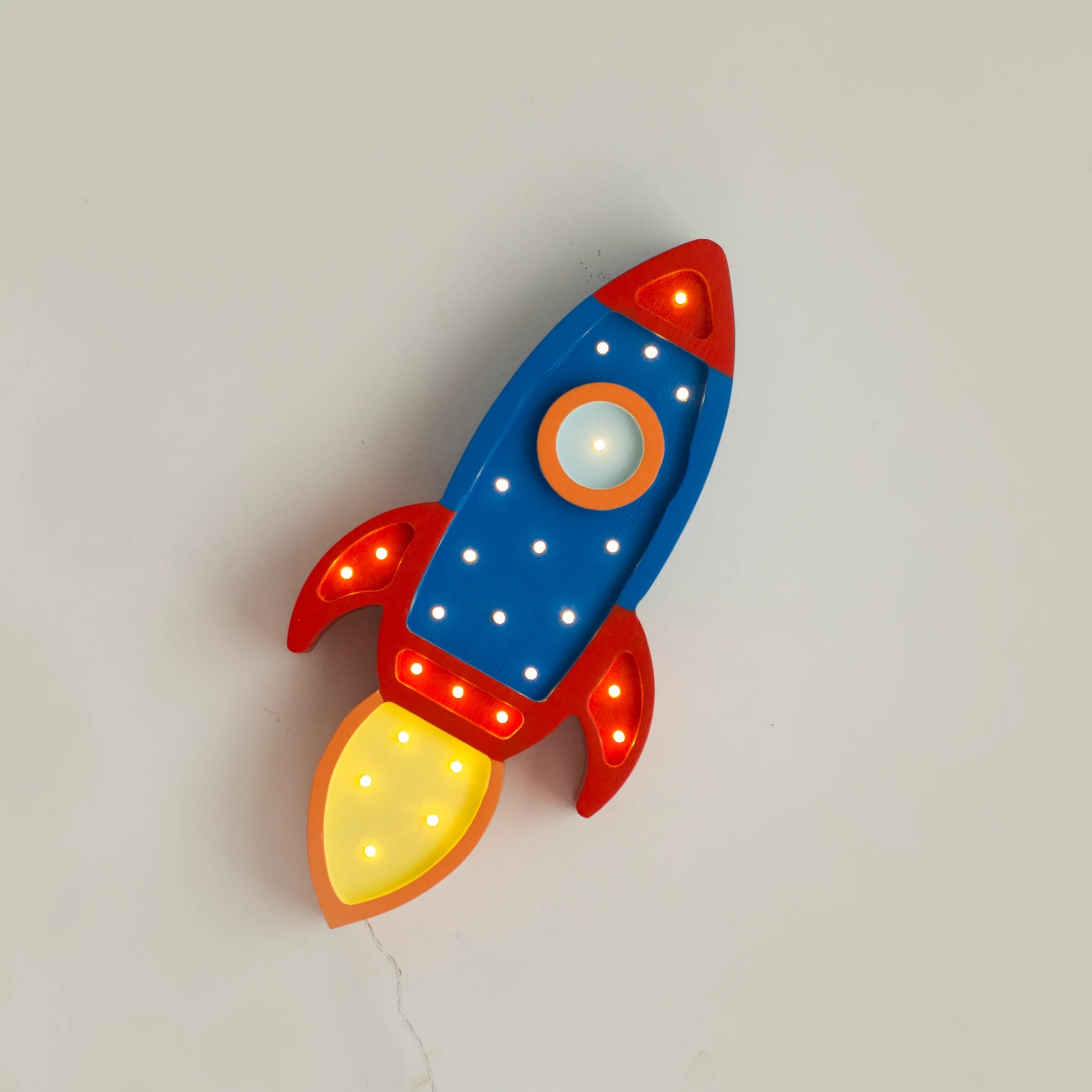 Holzlampe Rakete blau/rot - Little Lights