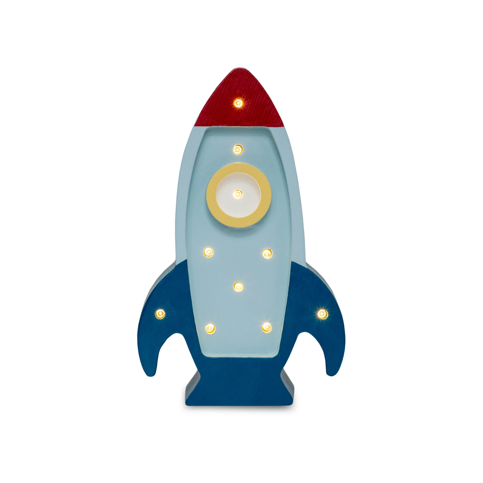 Holzlampe Rakete mini blau - Little Lights