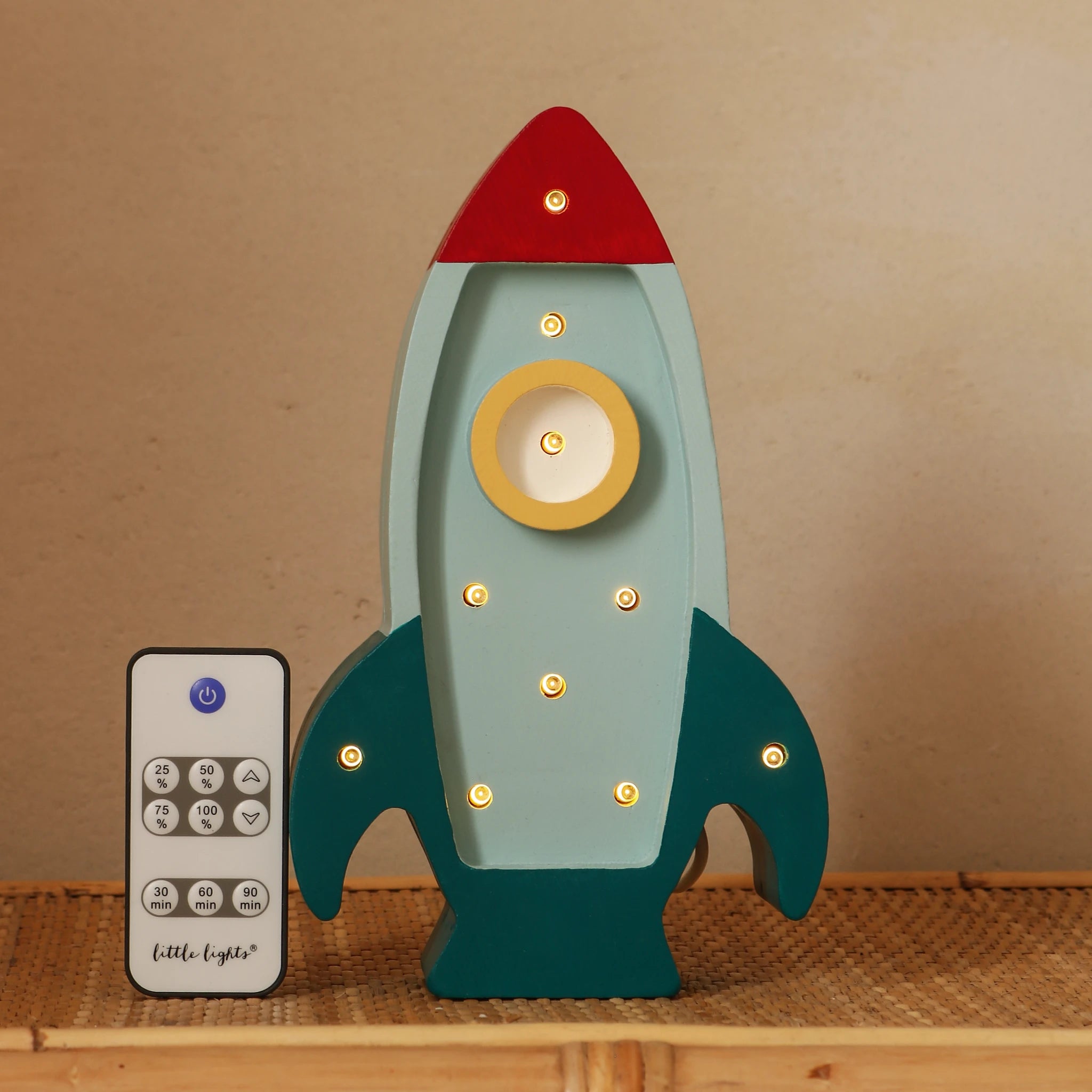Holzlampe Rakete mini blau - Little Lights