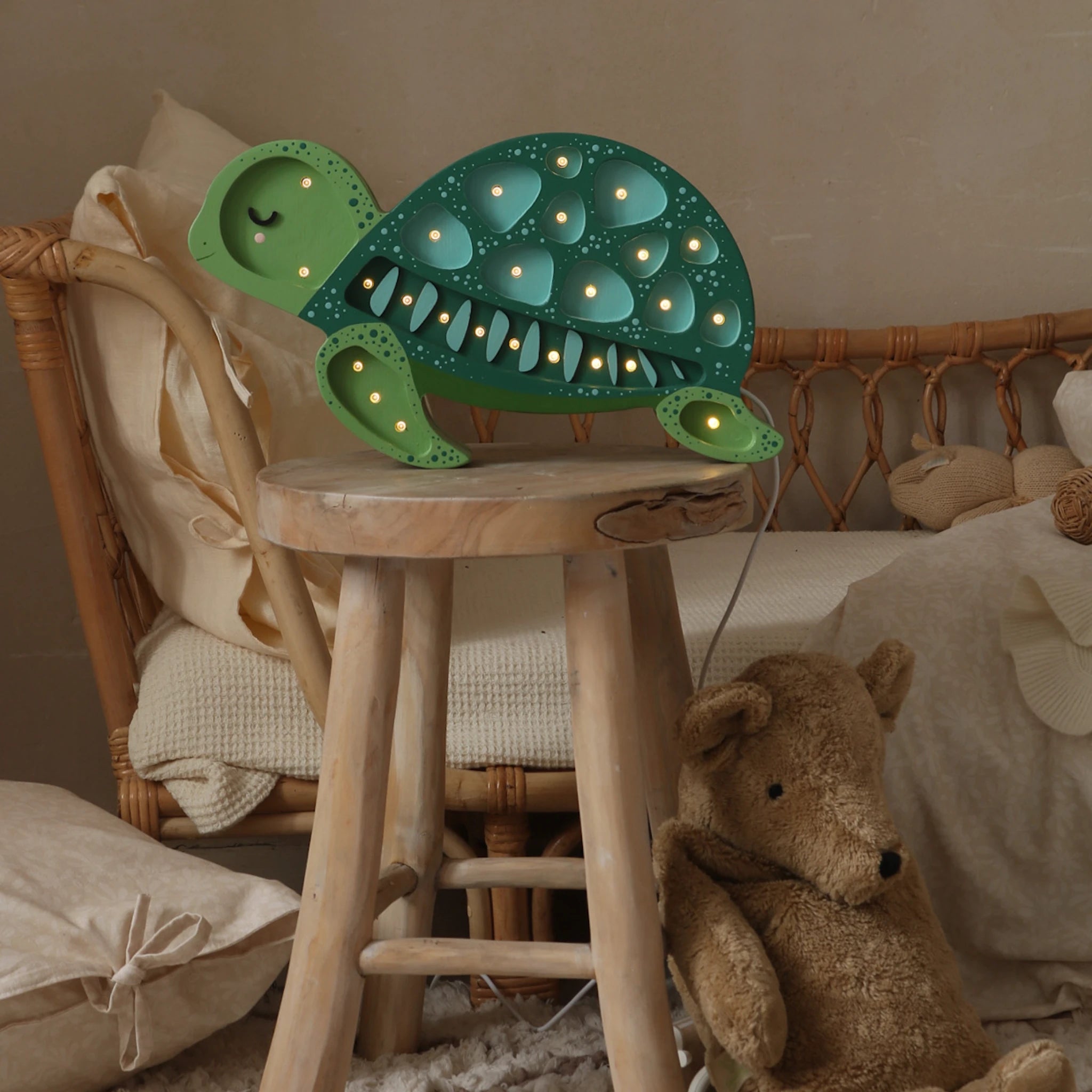 Holzlampe Schildkröte Ocean Green - Little Lights